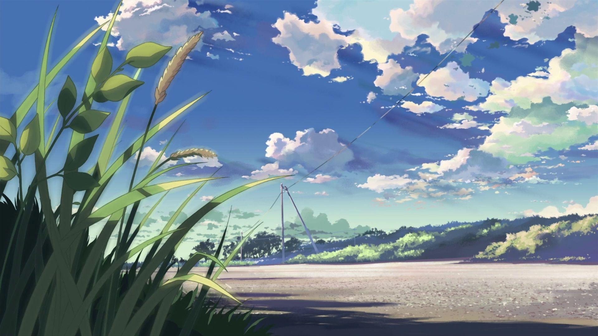 looking away, feet, short hair, profile, anime, anime girls, petals,  flowers, landscape, Anime screenshot, sky, clouds, water, bridge, trees,  grass, nature, Violet Evergarden (character), Violet Evergarden | 3330x2449  Wallpaper - wallhaven.cc