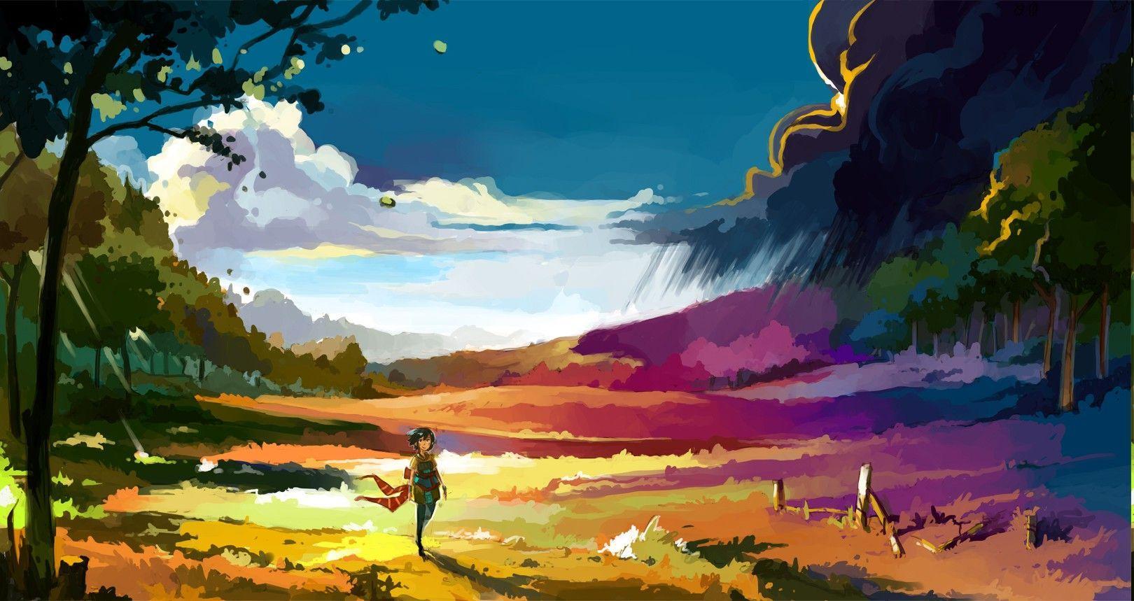 15+ Anime Landscape Drawing Wallpaper Pics - jasmanime