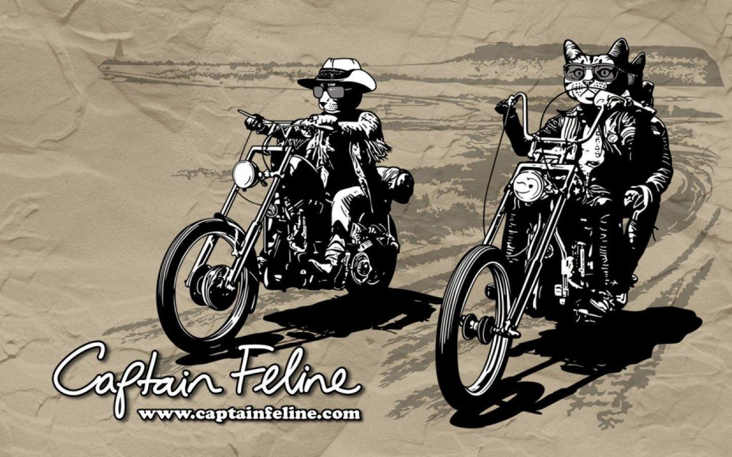 Kitty Rider Desktop and iPhone Wallpaper. Captain Feline T