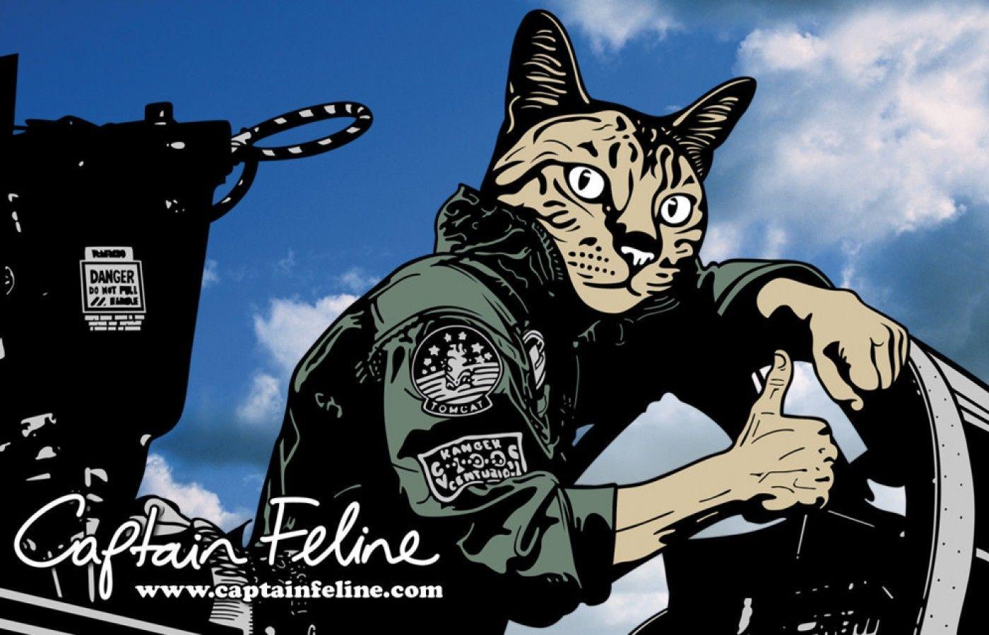 Tom Cat Desktop And IPhone Wallpaper. Captain Feline T Shirts
