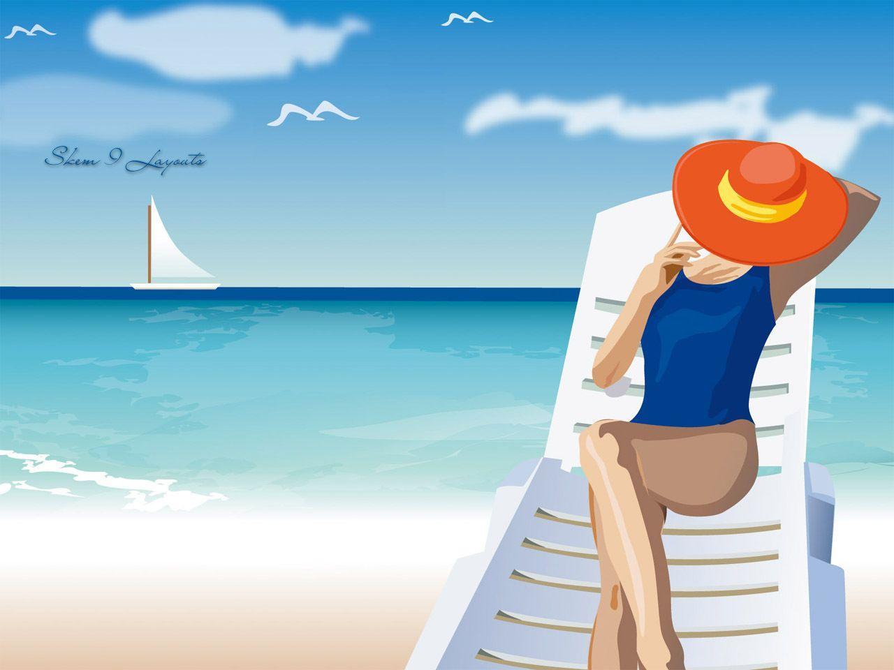 Summer Beach Illustrations. Summer Beach Wallpaper and Summer