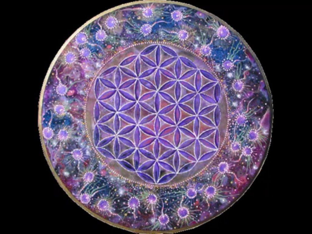 Premium Photo  Flower of life on the background of space sacred geometry