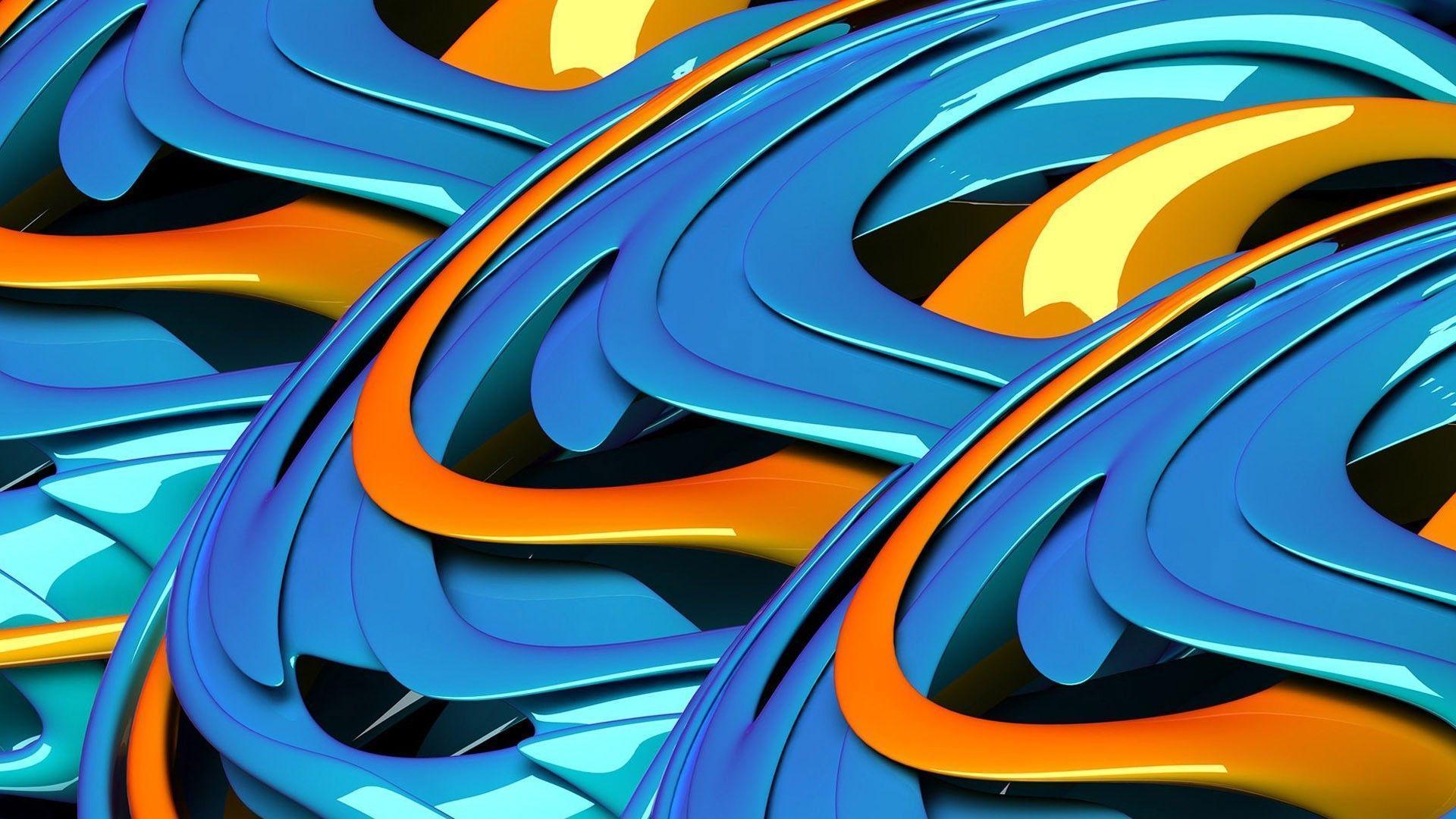 blue and orange waves wallpaper