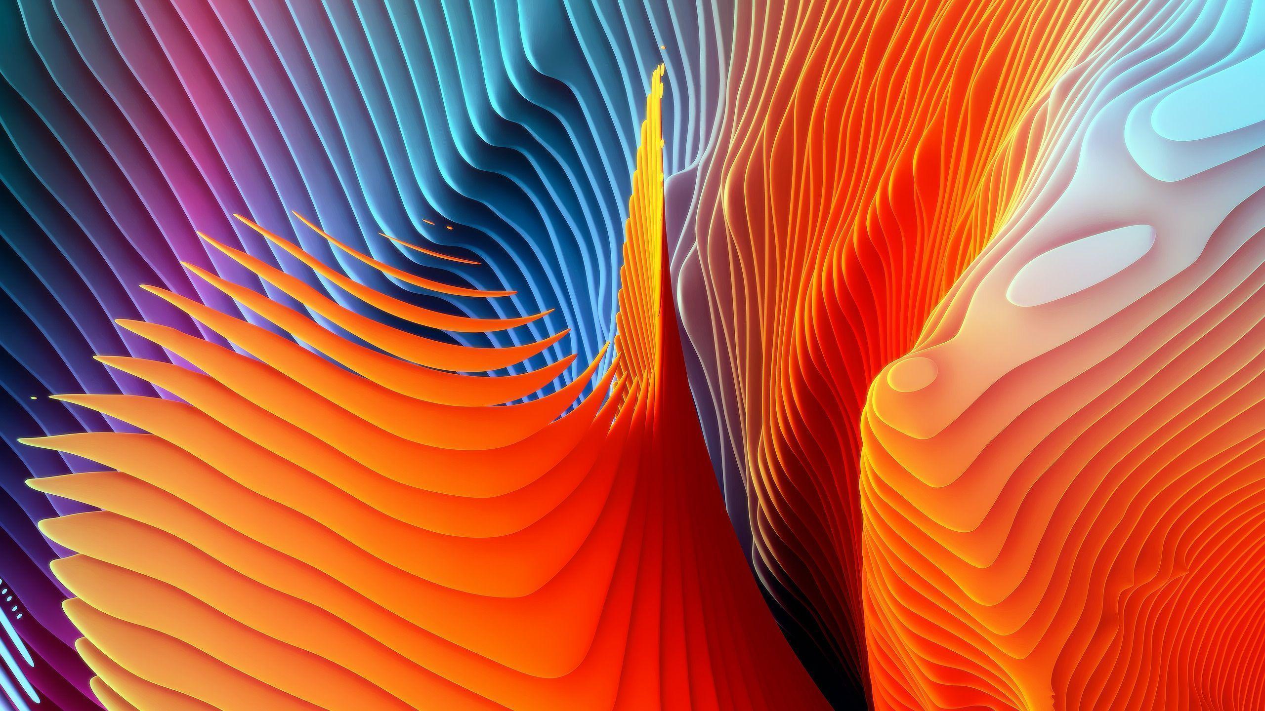 Wallpaper Orange, Blue, Colors, Dark background, MacBook Pro