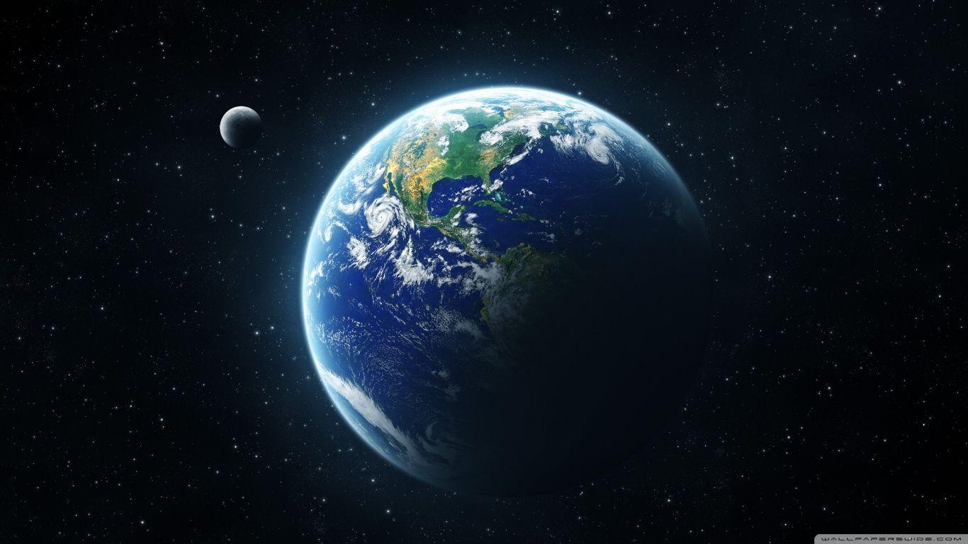 Earth And Moon From Space HD desktop wallpaper, High Definition