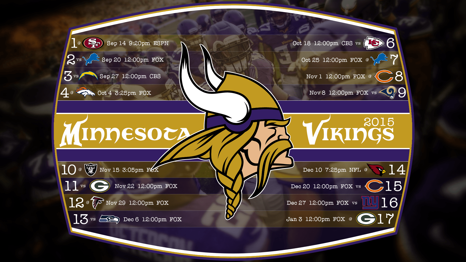 Minnesota Vikings 2015 Schedule Wallpaper, 43 Minnesota Vikings