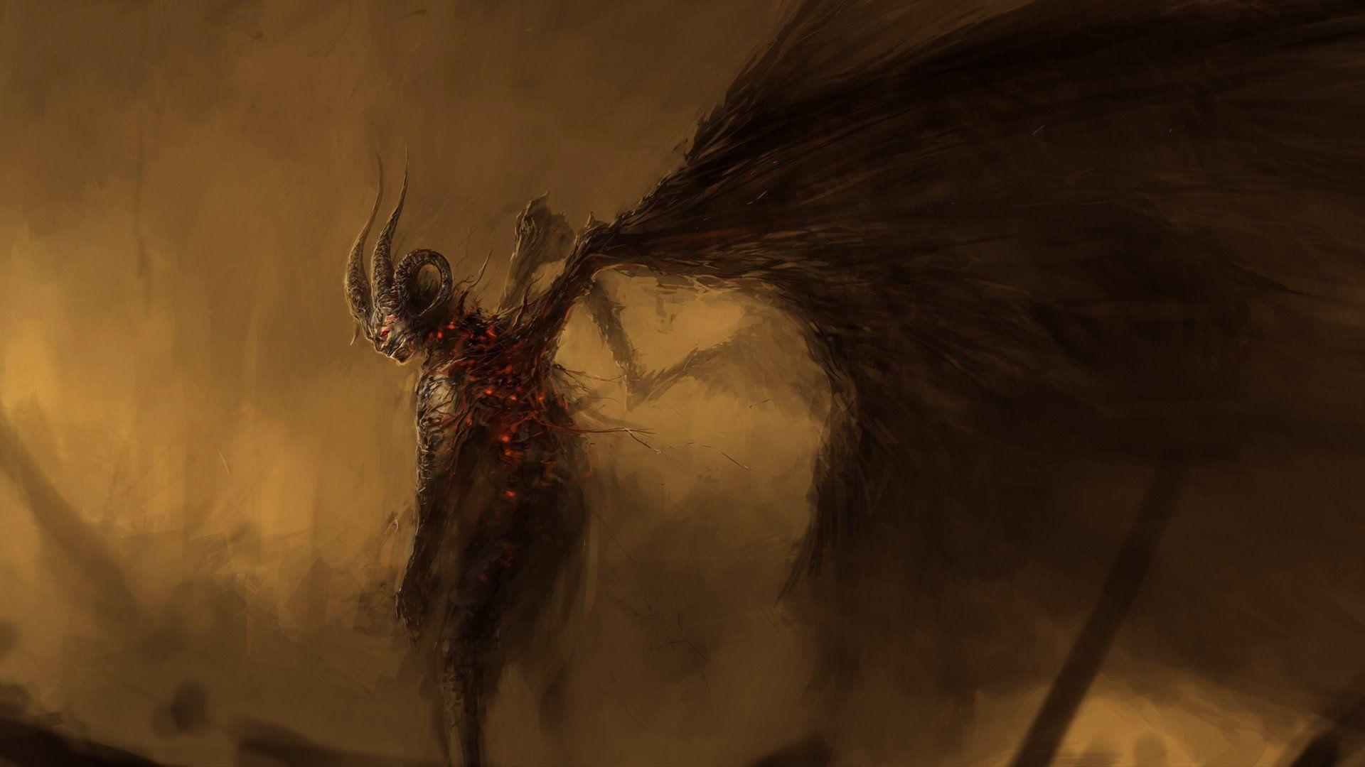 Artwork Dark Demons Devil Fantasy Art Fire Hell Horns King Satan