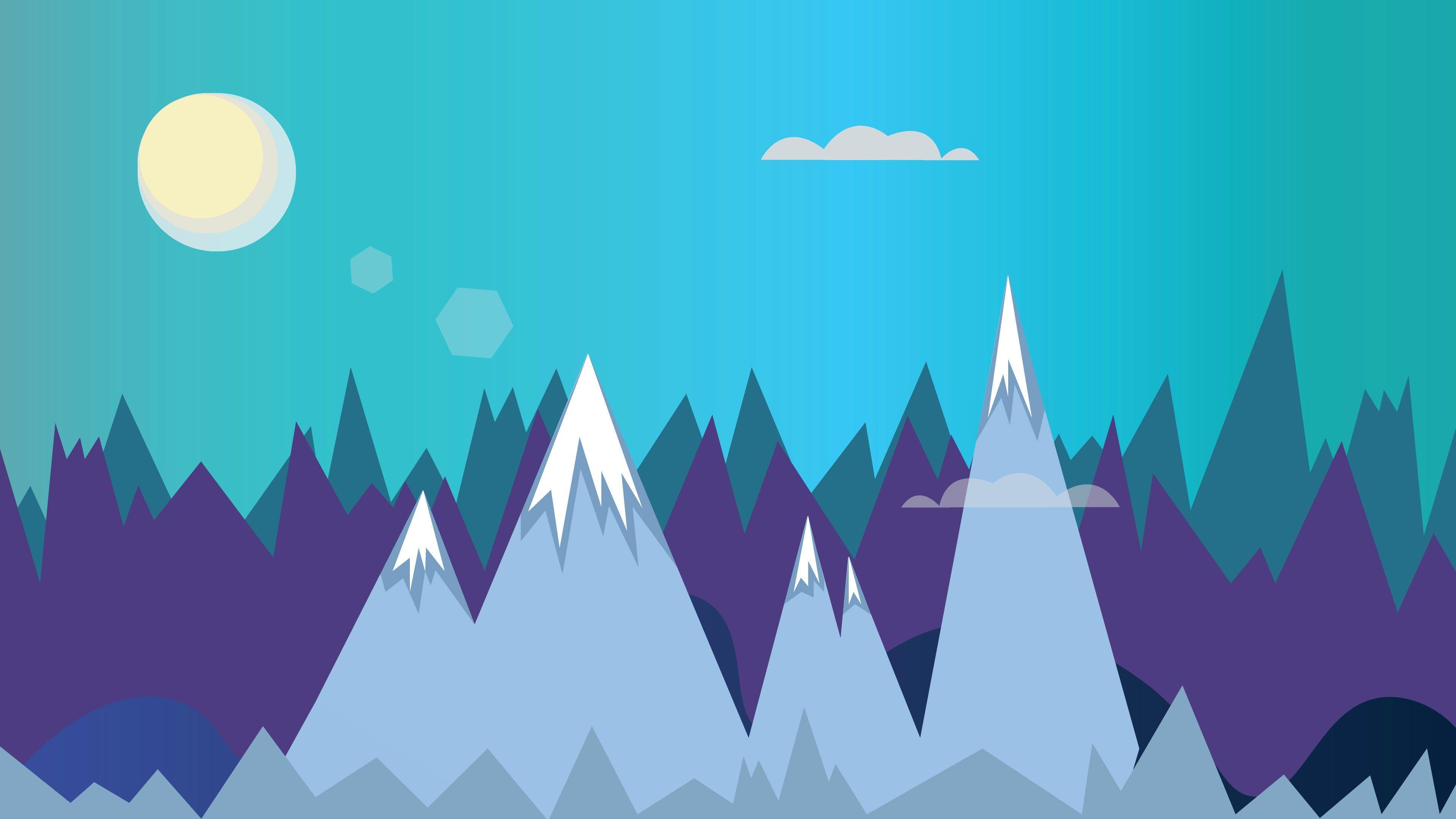 Theme Bin Blog Archive Flat Mountains 4K Wallpaper