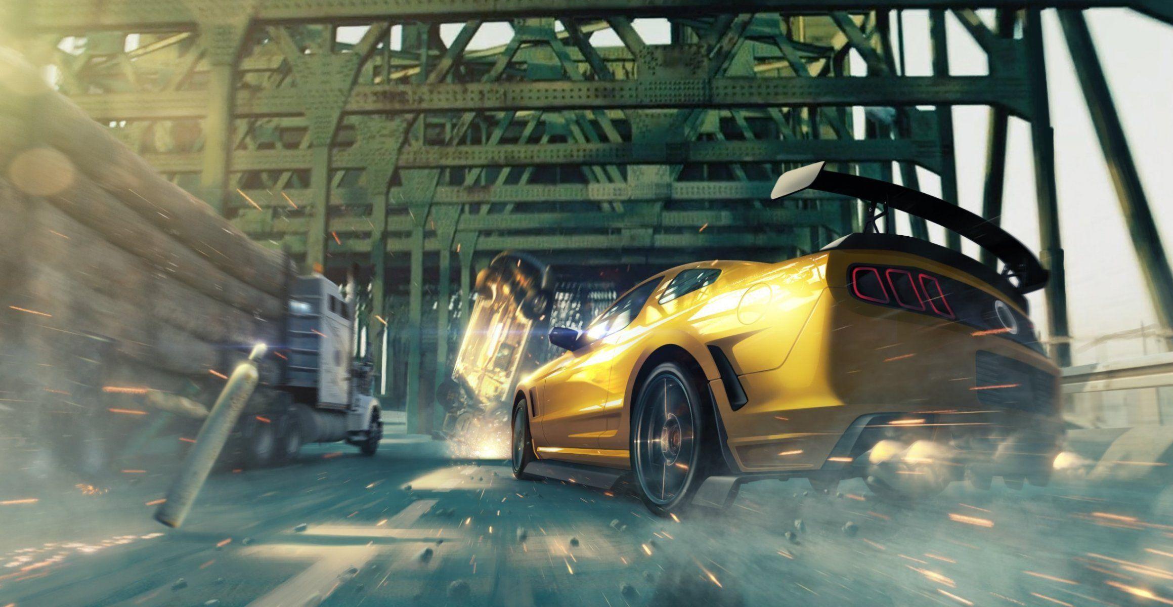 art ford mustang bridge machinery danger accident log speed HD