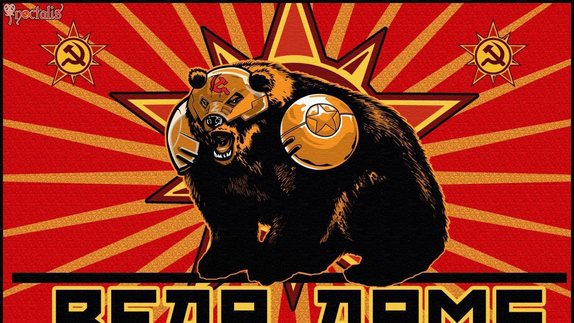 Download Wallpaper 1920x1080 Red alert Bear arms, Red, Star