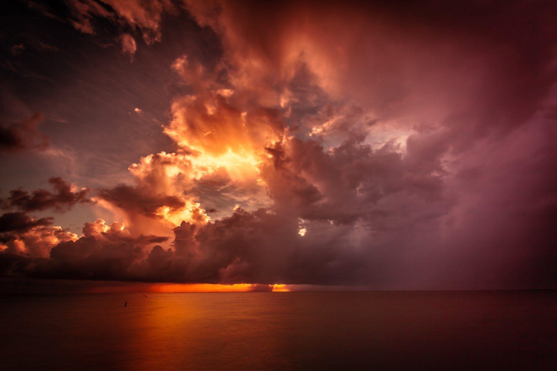 ocean dawn clouds cyclone HD wallpaper