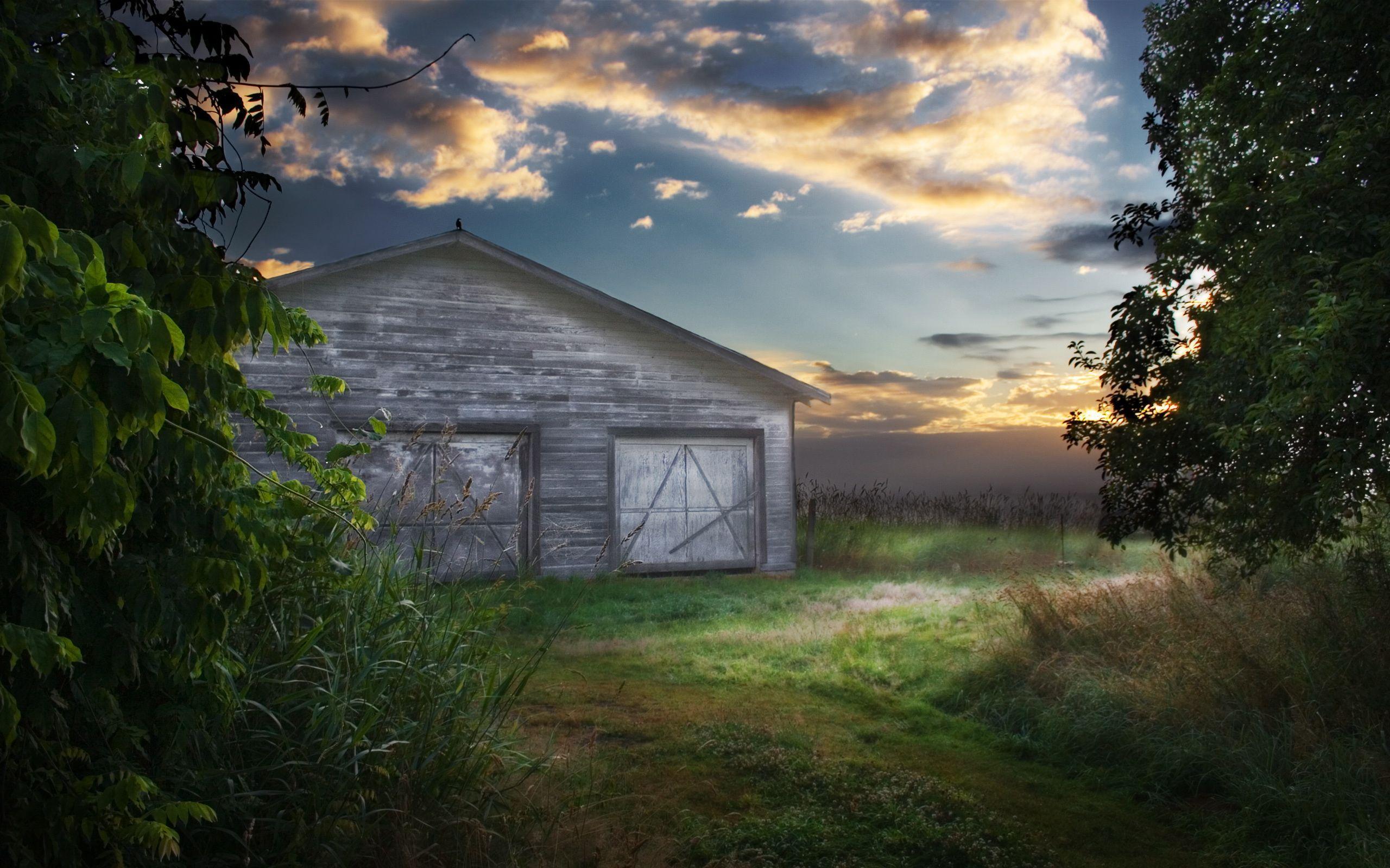Old house with Garage. Free Desktop Wallpaper for Widescreen, HD