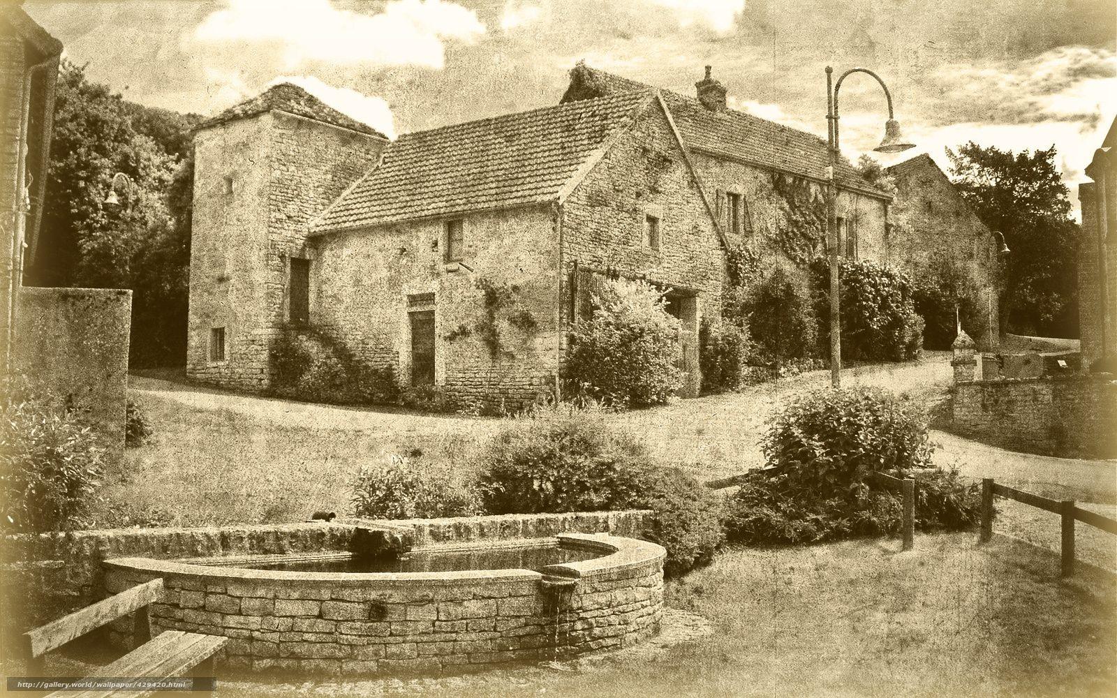 Download wallpaper black and white, old, house free desktop