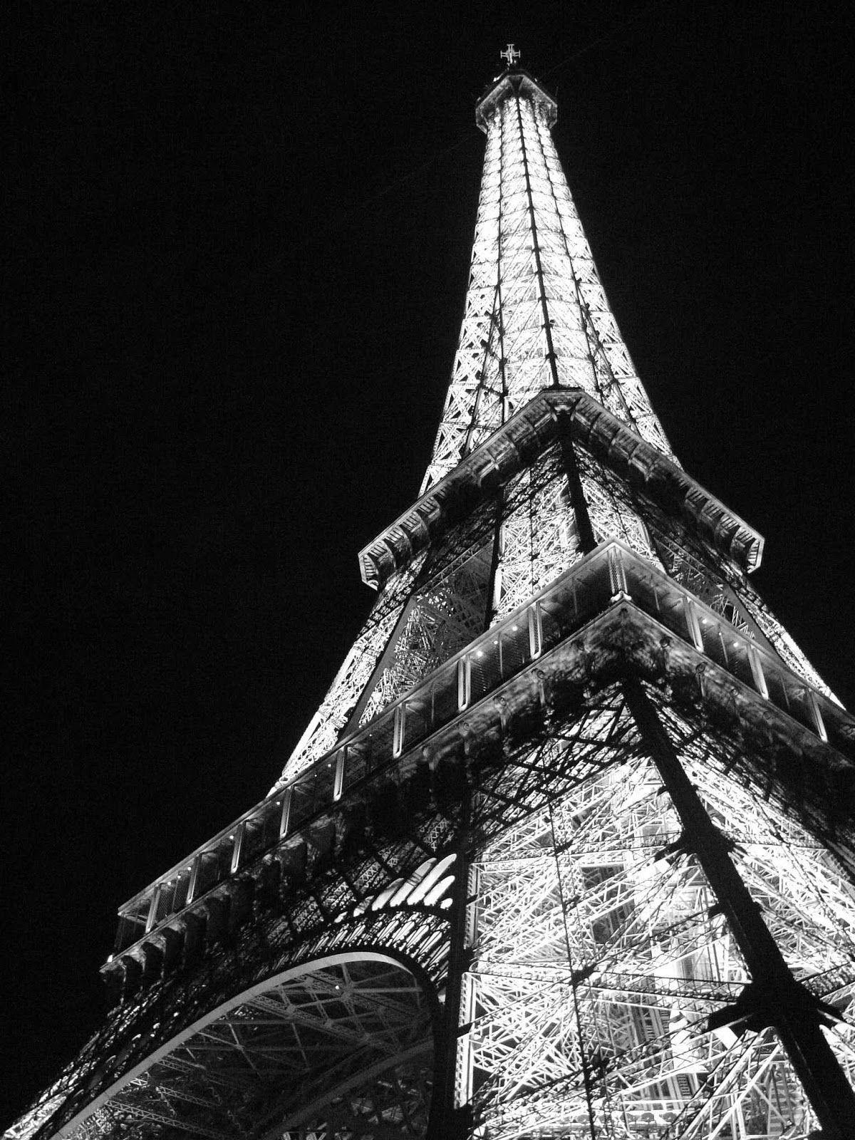 Eiffel Tower Paris at night. Black And White Photography