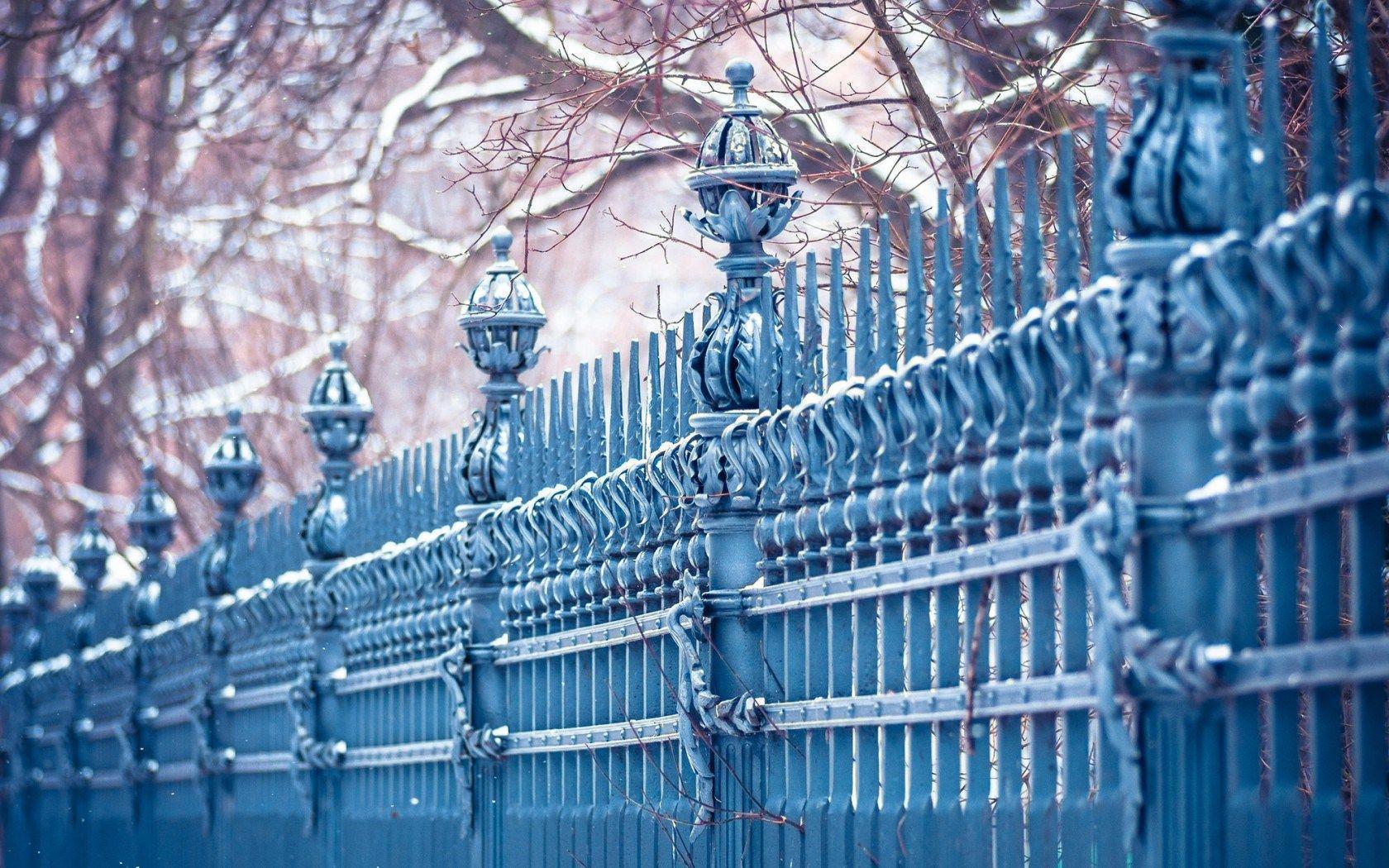 Fence Metal Winter City wallpaperx1050