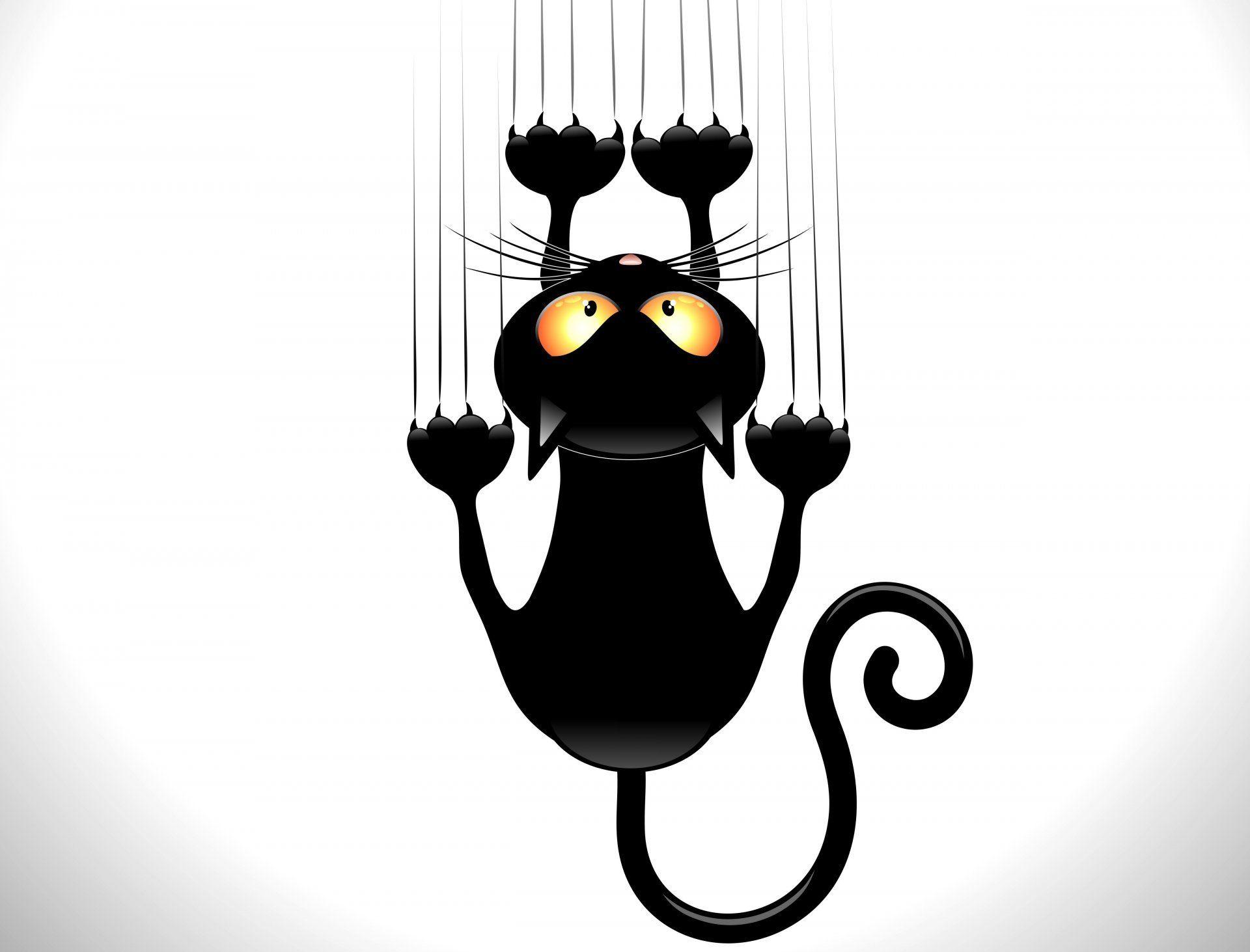 cat black animals view claws tail vector HD wallpaper