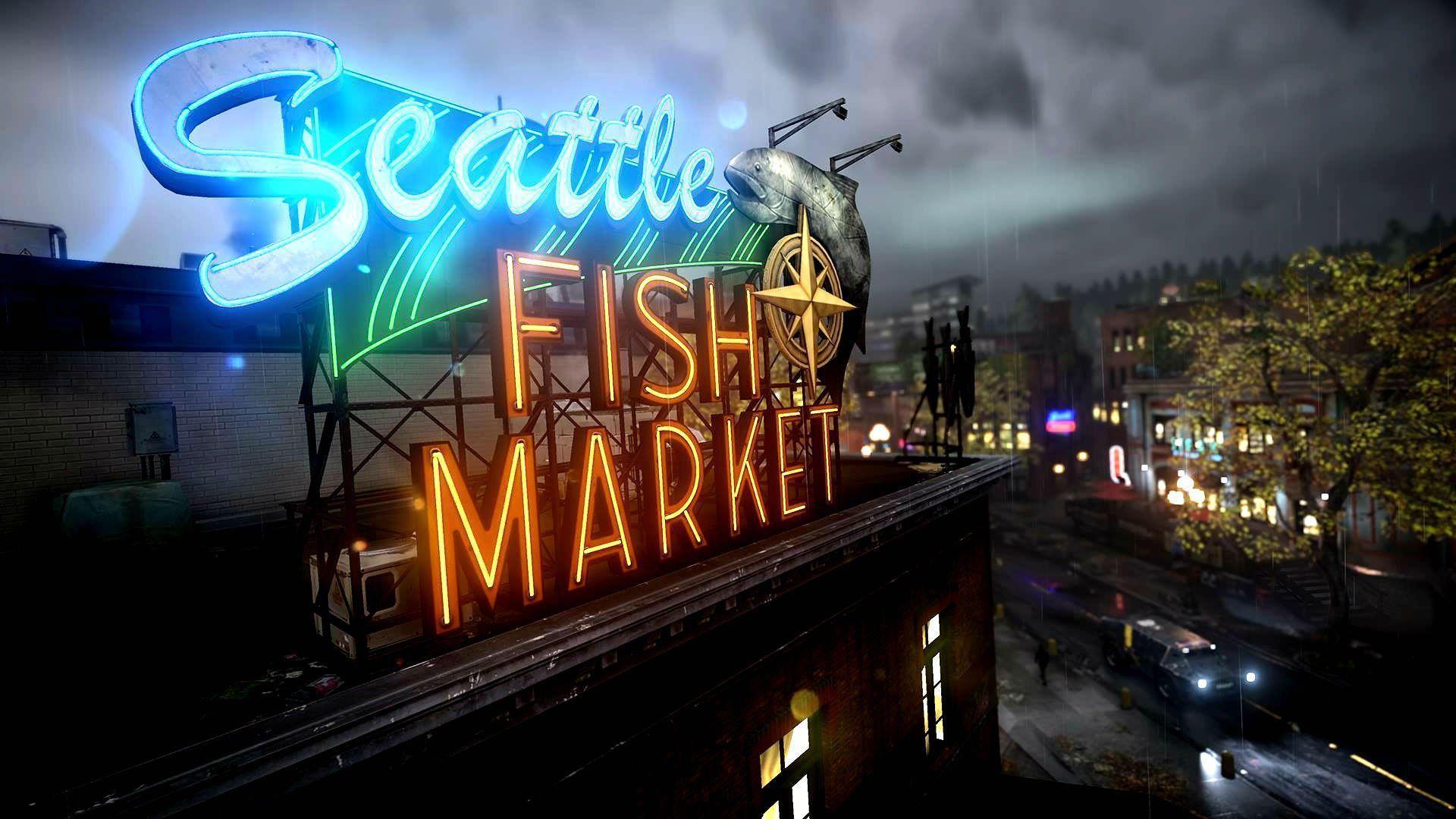 InFAMOUS SECOND SON Sci Fi Action Adventure City Sign Neon Seattle