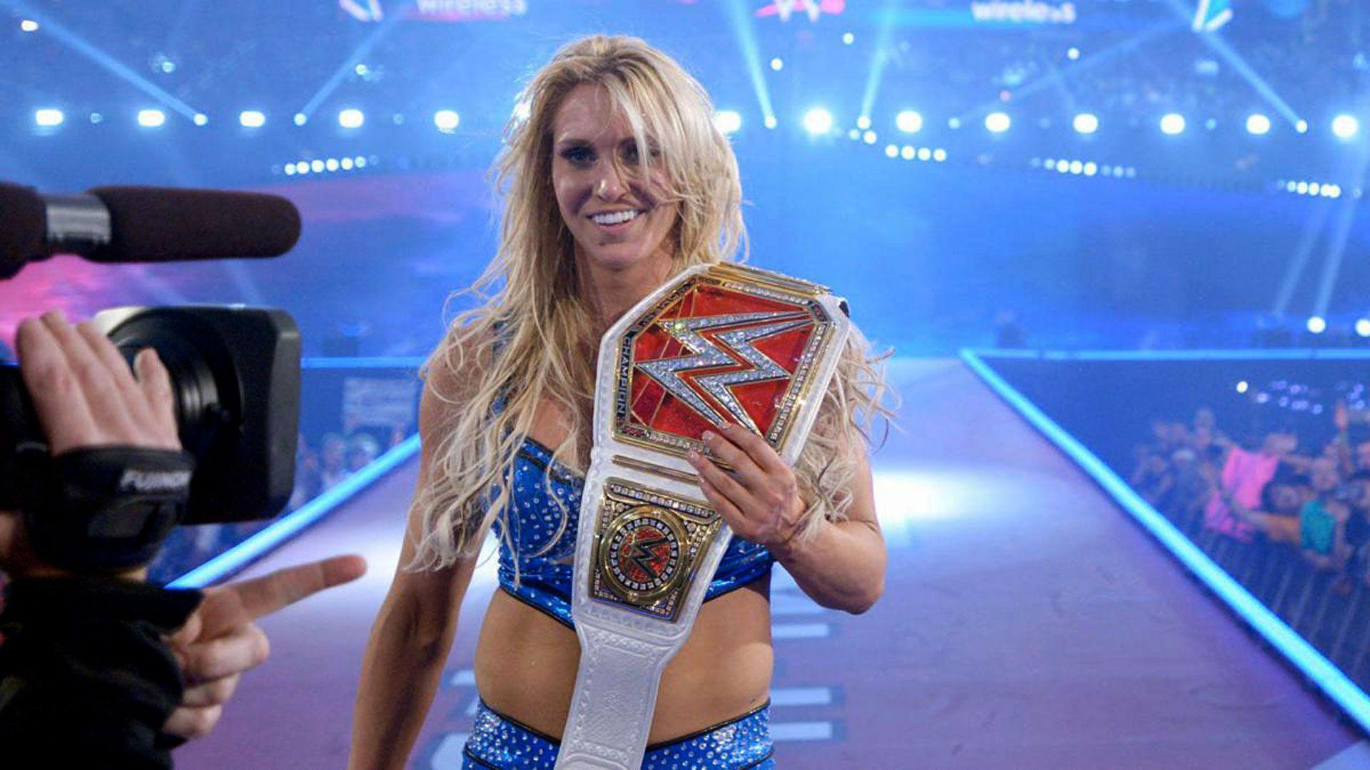 WWE Women's Champion Charlotte at WrestleMania 32 Belt