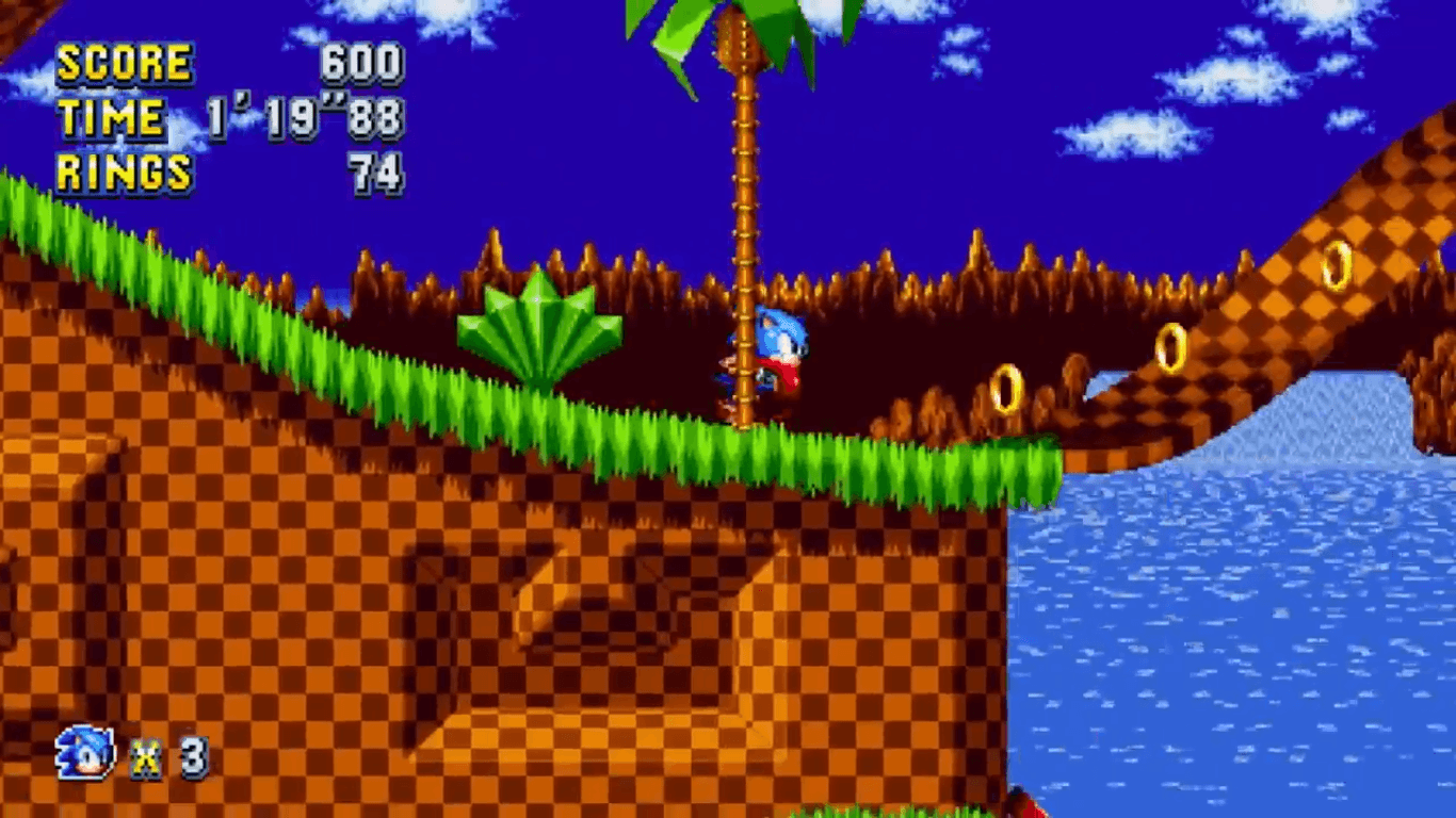 Download Green Hill Zone With Coconut Trees Wallpaper