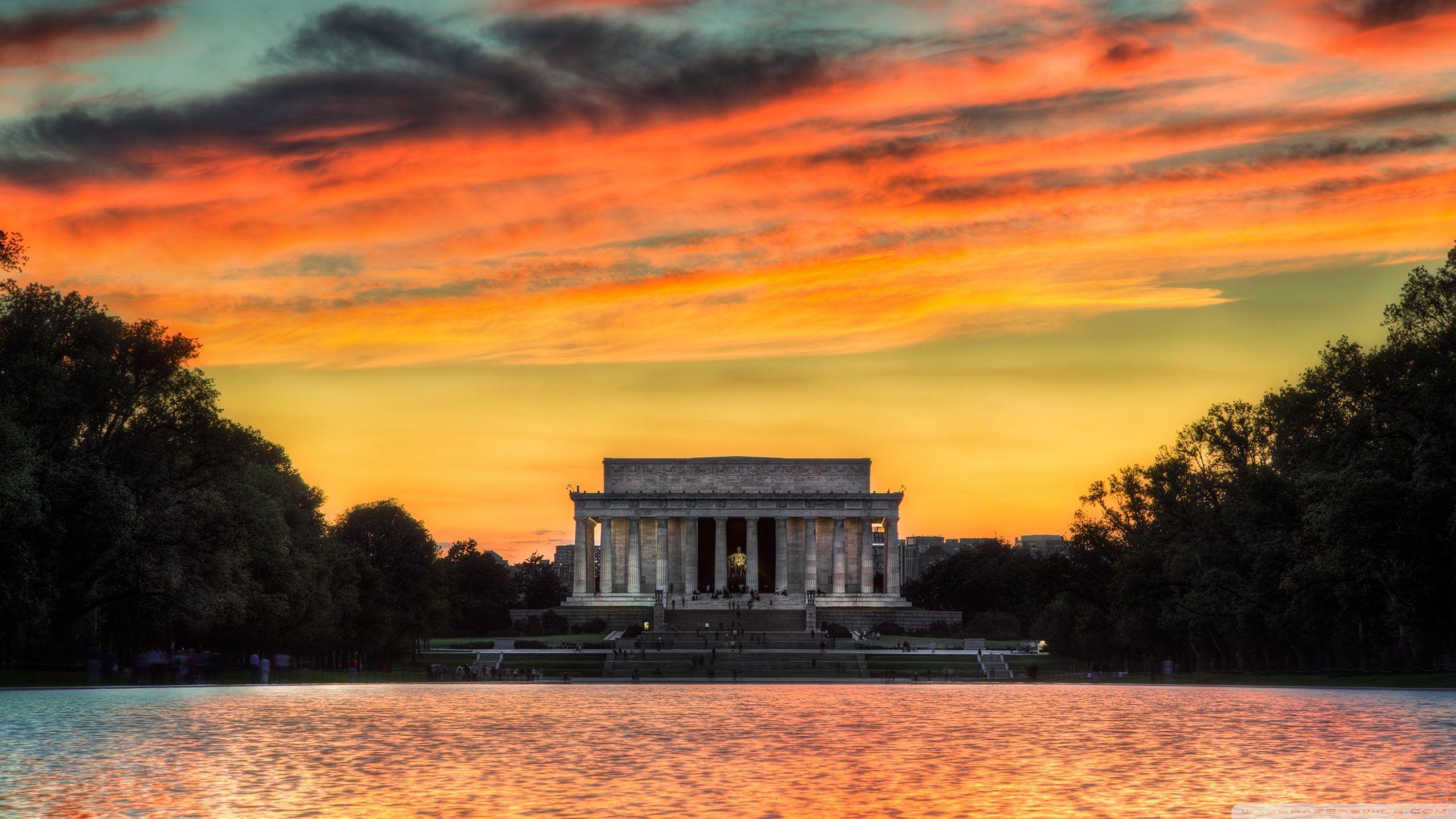 Lincoln Memorial Sunset HD desktop wallpaper, Widescreen, High