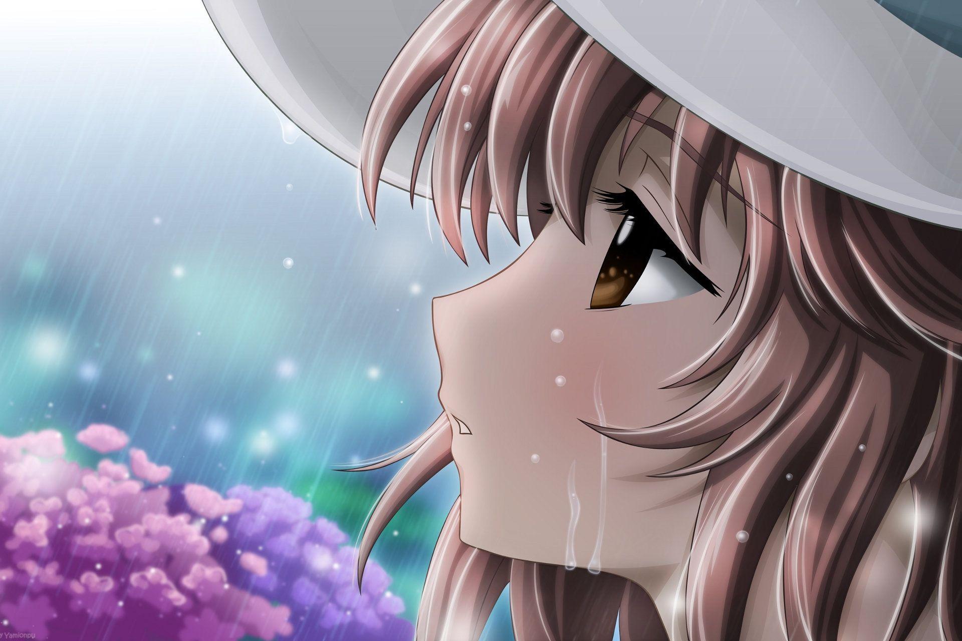 Wallpaper Girl, Sadness, Tears, Rain, Hat HD, Picture, Image