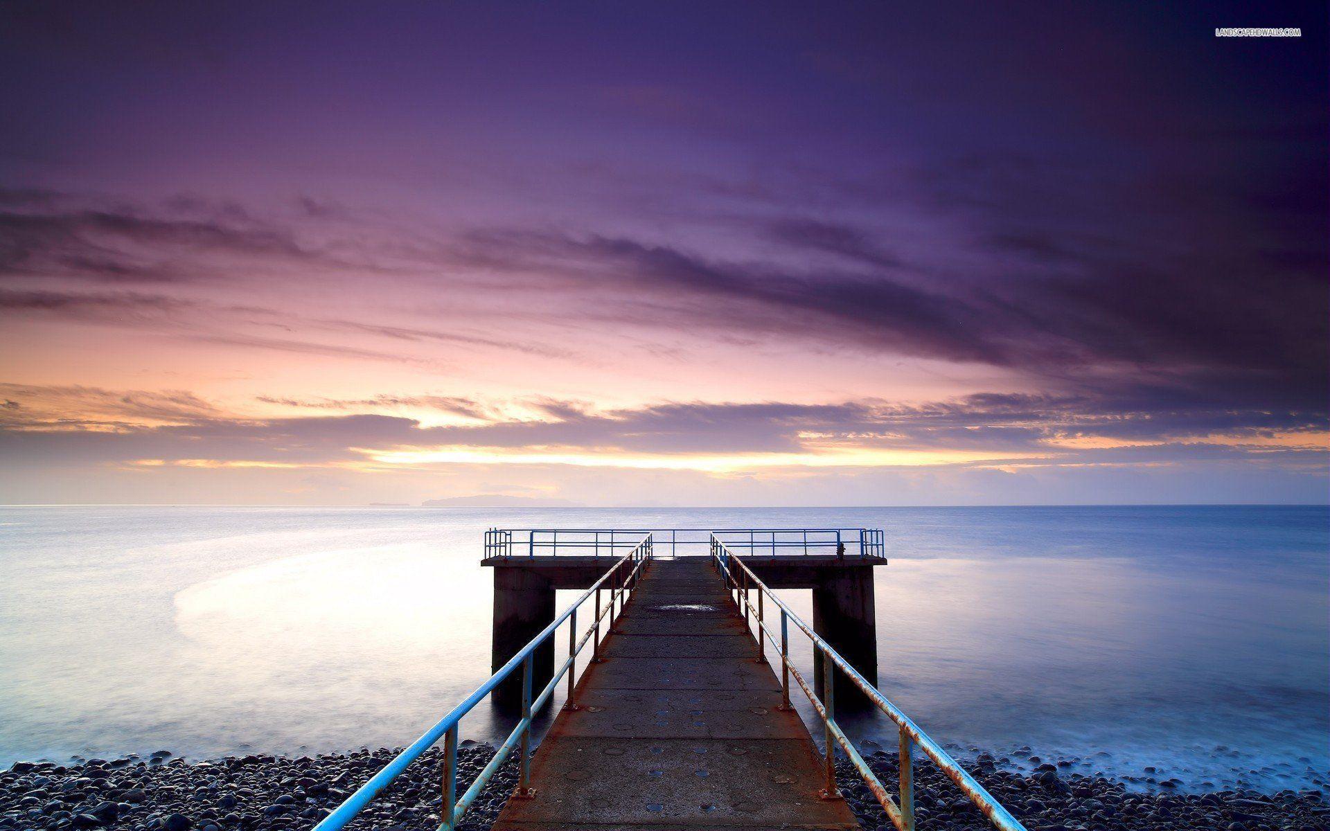 Dock On Misty Shore Wallpaper