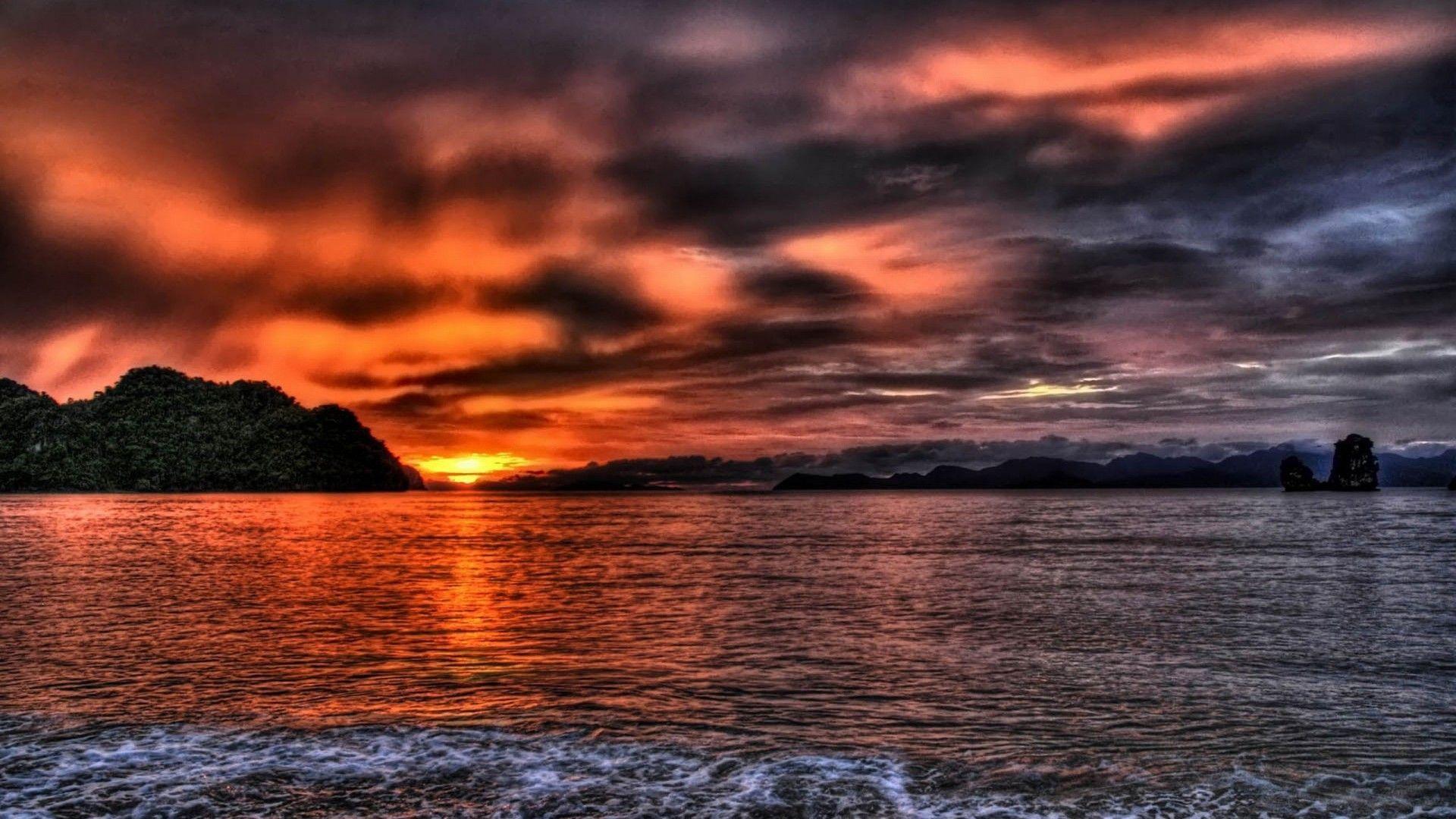 Spectacular Tag wallpaper: Sea Spectacular Red Sunset