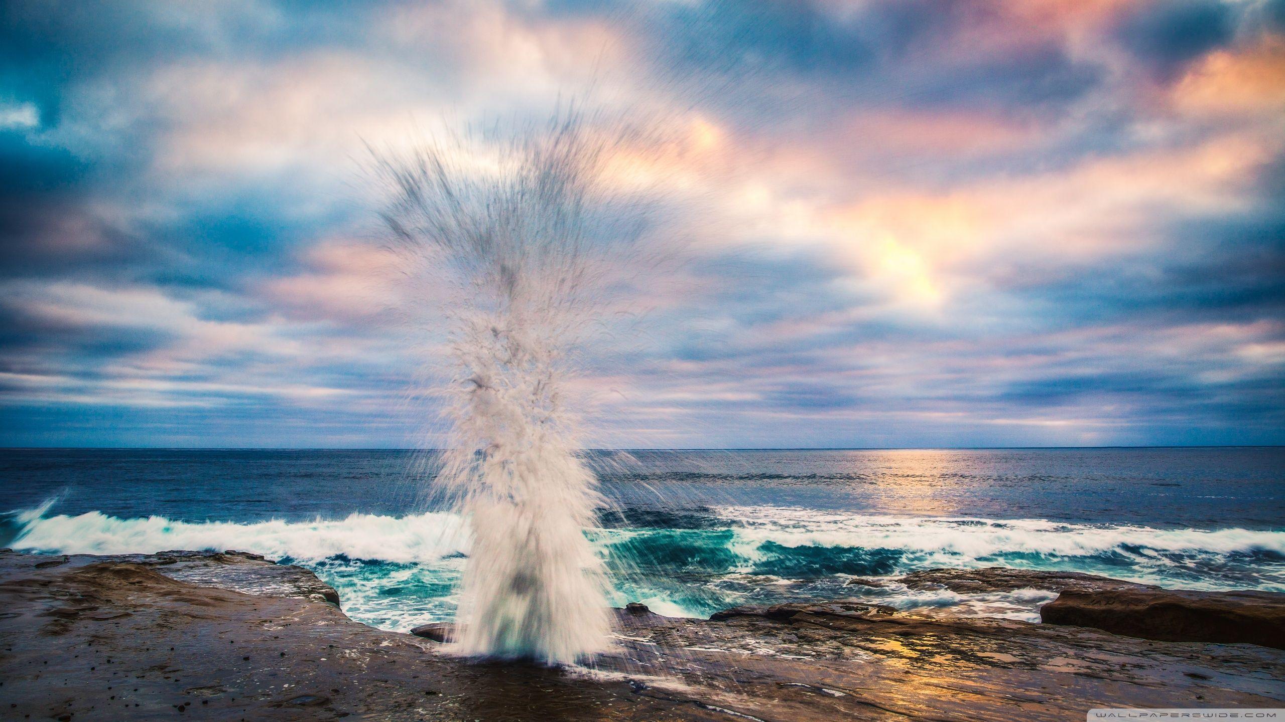 Wave Crashing on Shore HD desktop wallpaper, Widescreen