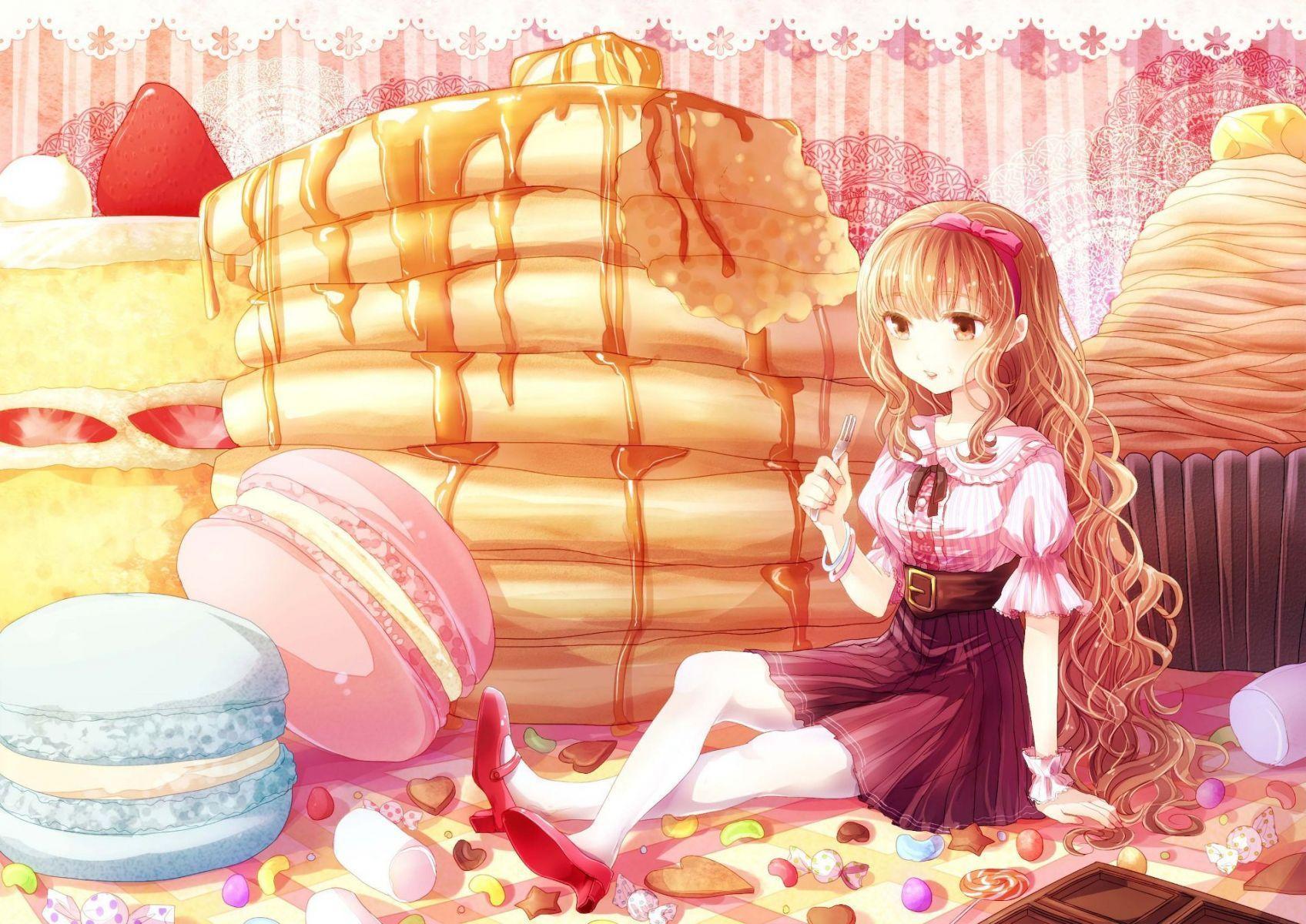 Girl Eating Cake. HD Anime Wallpaper for Mobile and Desktop