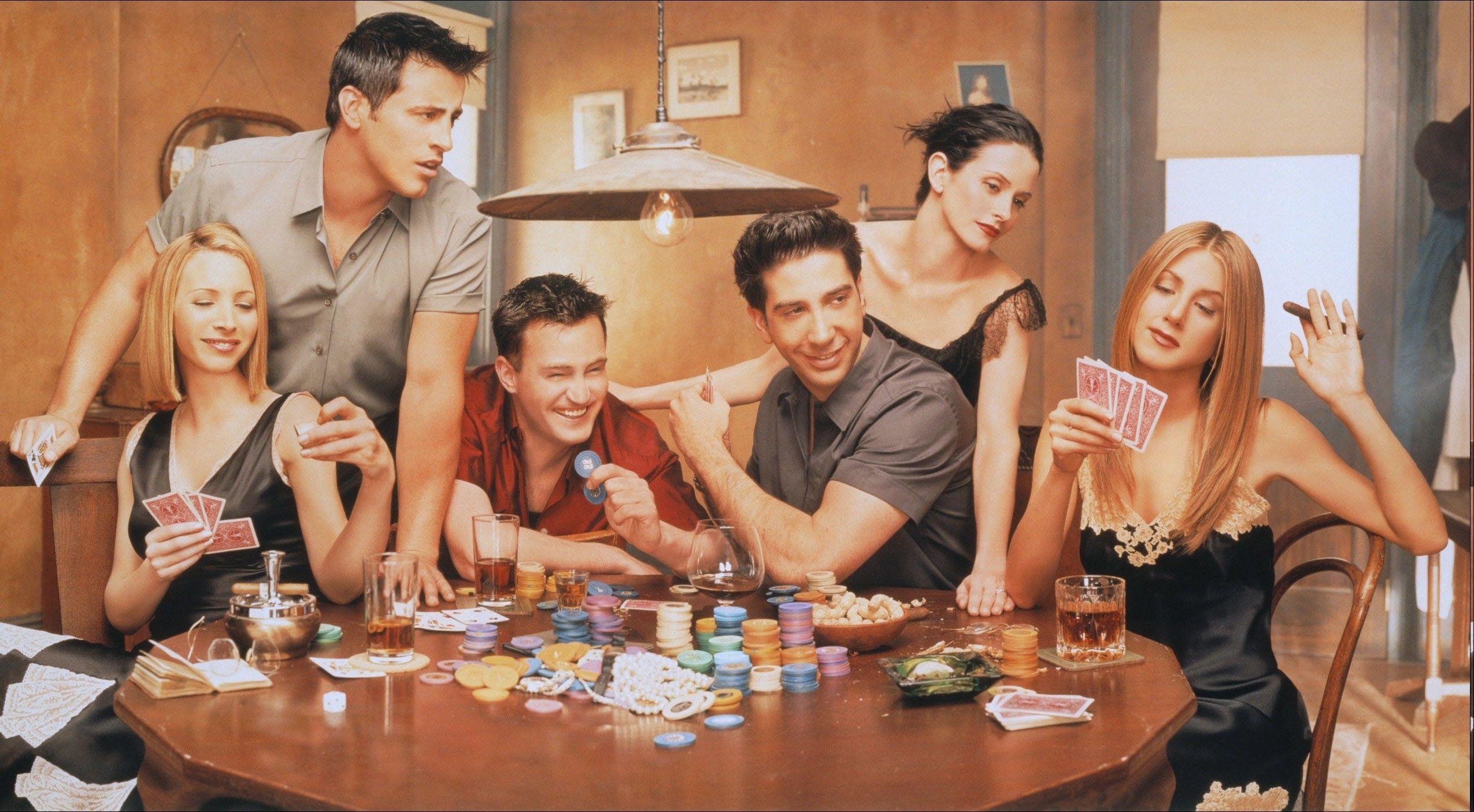 table, Cards, Chandler Bing, Rachel Green, Phoebe Buffay, Monica