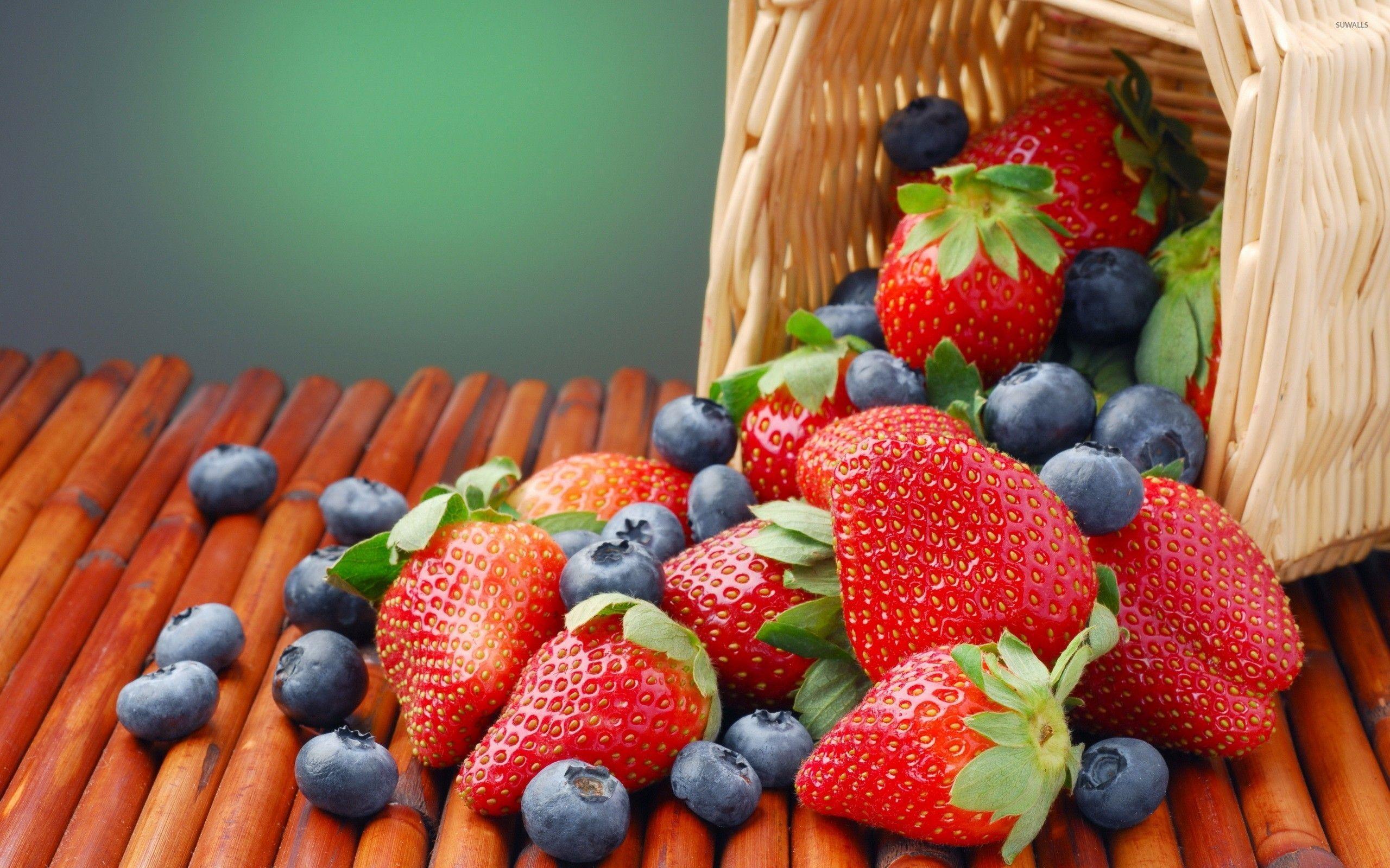 Strawberries and blueberries wallpaper wallpaper