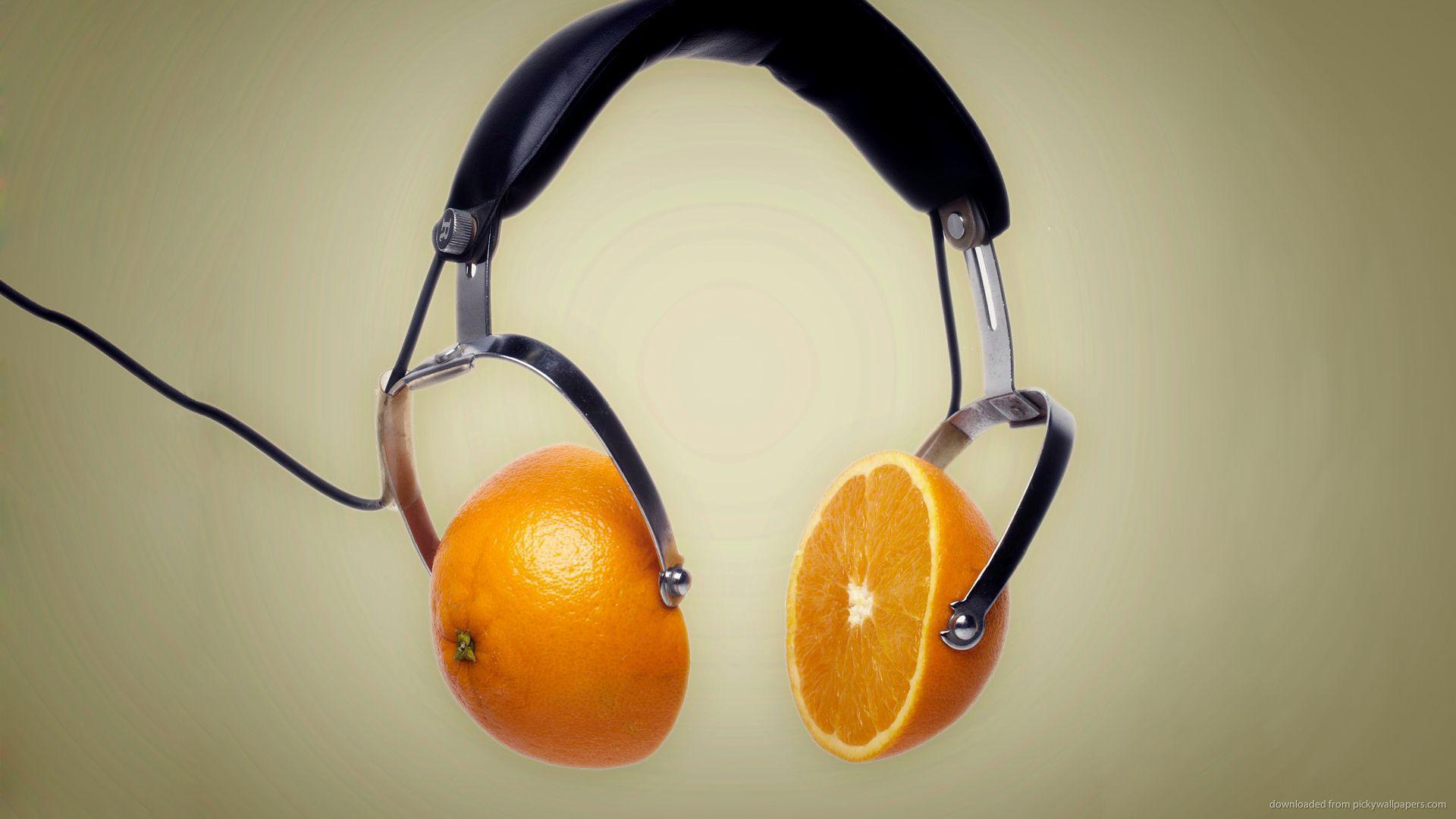 Download 1920x1080 Orange Headphones Wallpaper