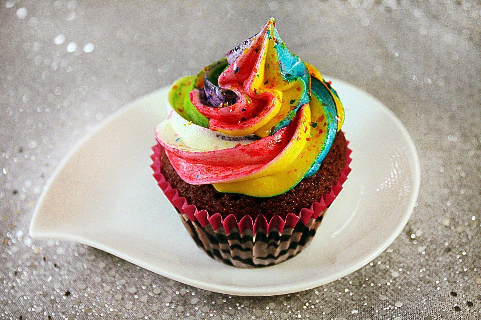 Rainbow Frosted Cupcake