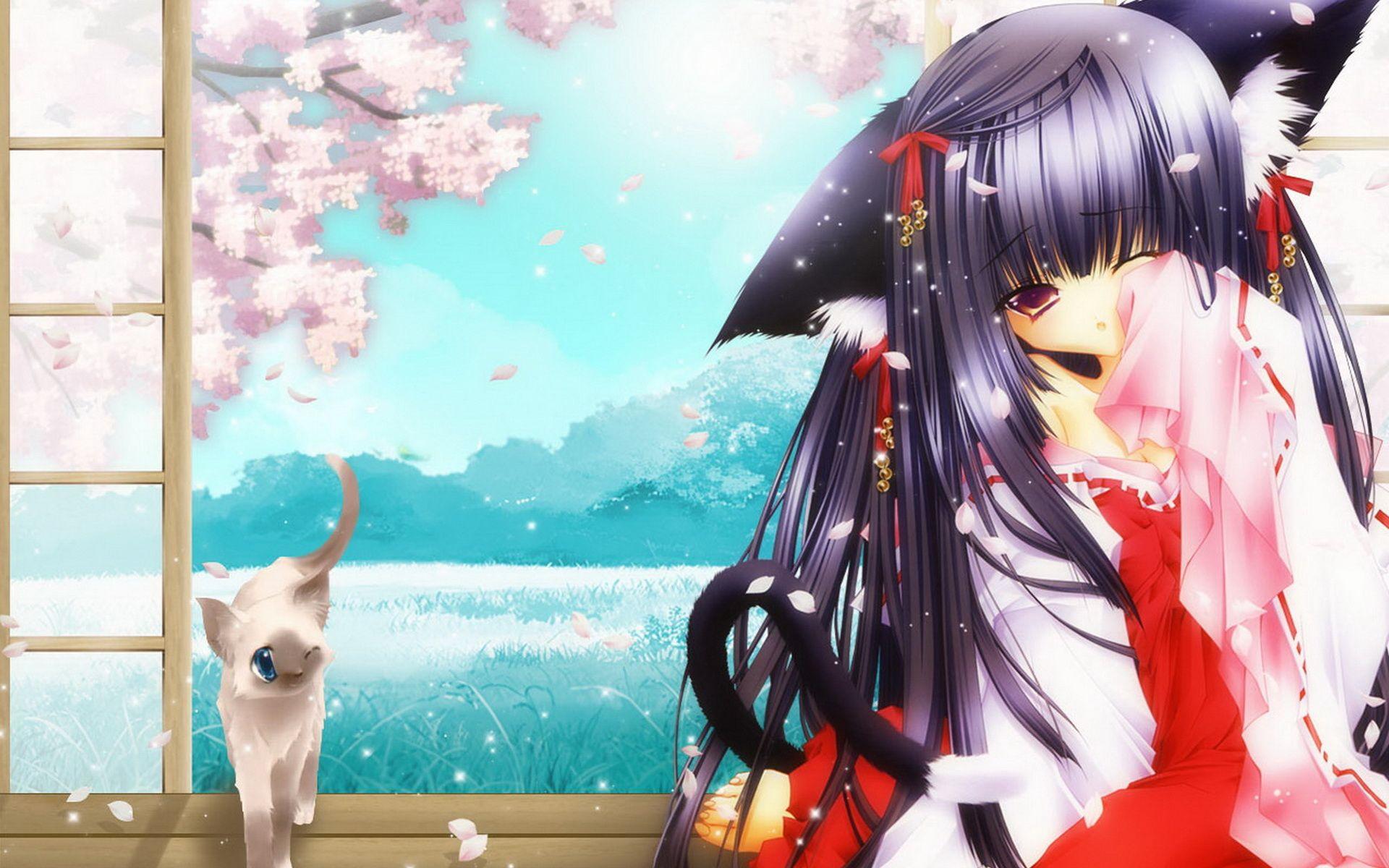 HD Anime Cat Background