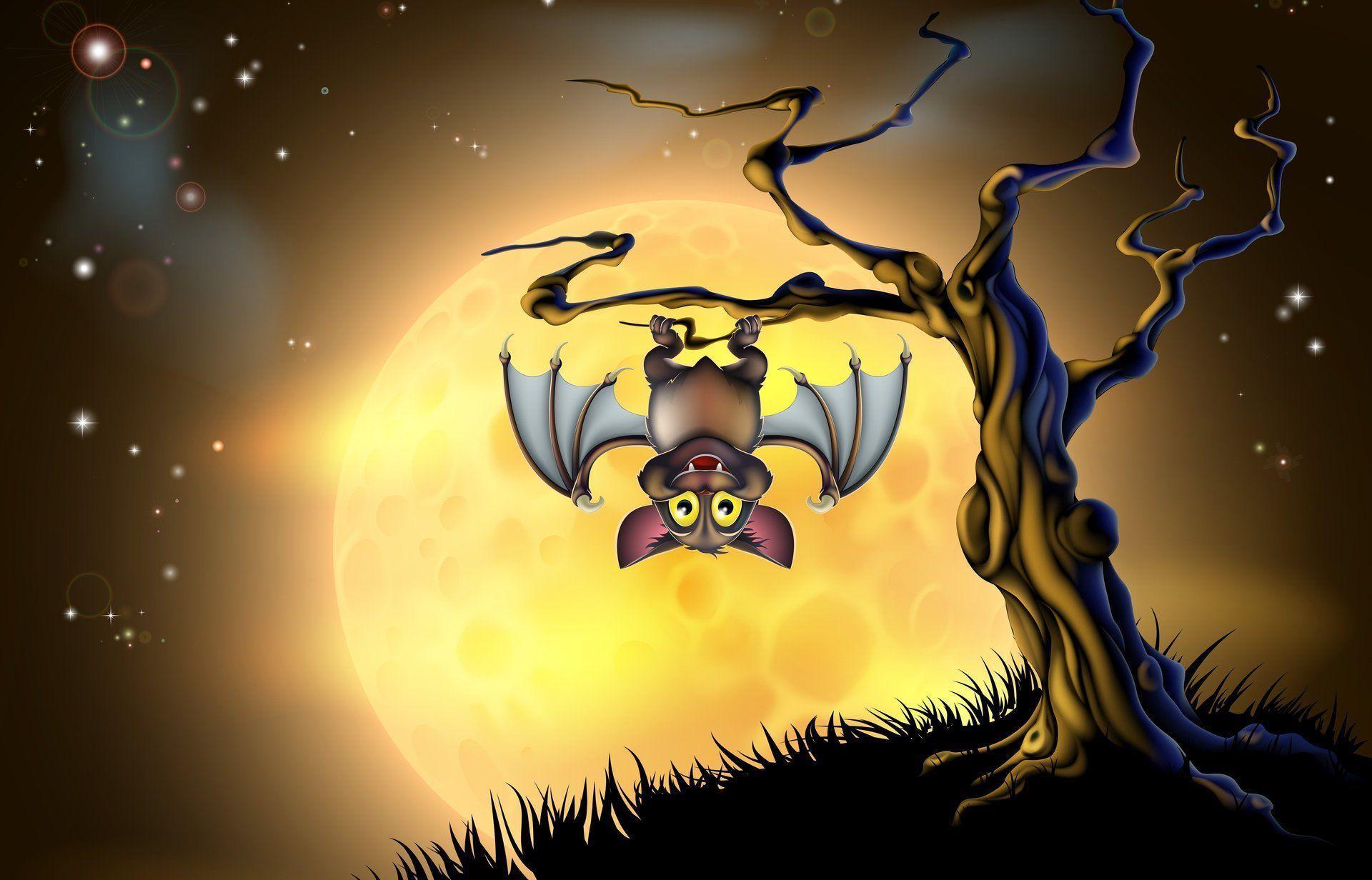halloween bat full moon creepy tree scary halloween bats full moon