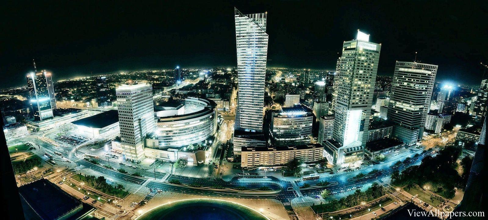 Warsaw Poland Skyline At Night. Viewallpaper