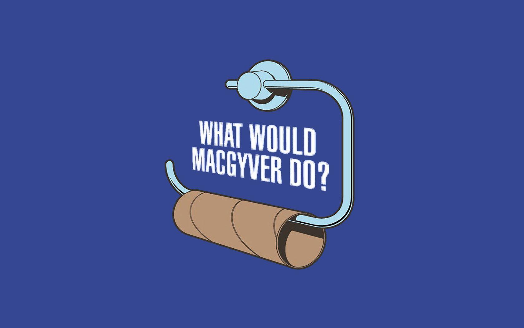 minimalistic, funny, roll, toilet paper, blue background, MacGyver