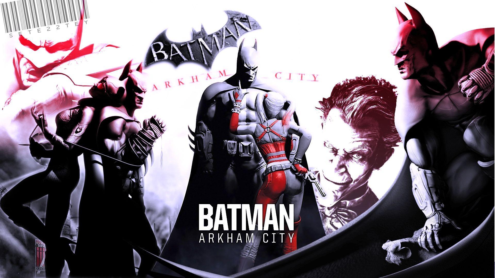 Download Wallpaper 1920x1080 Batman, Arkham city, Joker, Harley