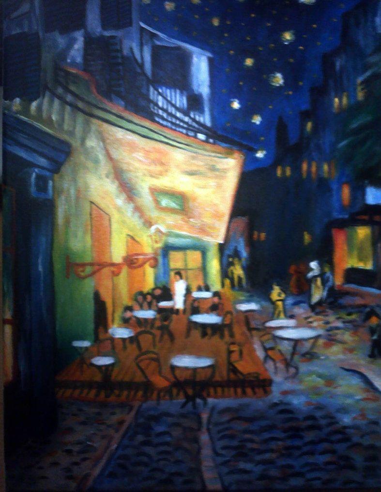Van gogh sidewalk cafe at night