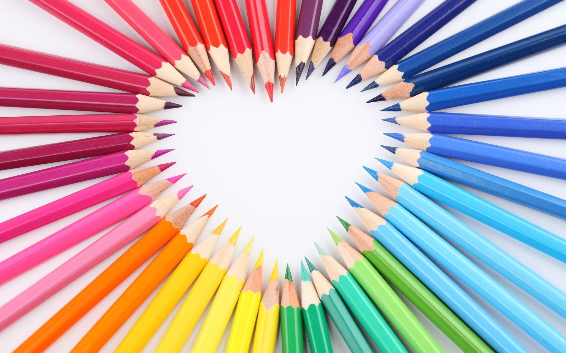 Heart by arranged colorful pencils wallpaper. HD Wallpaper Rocks