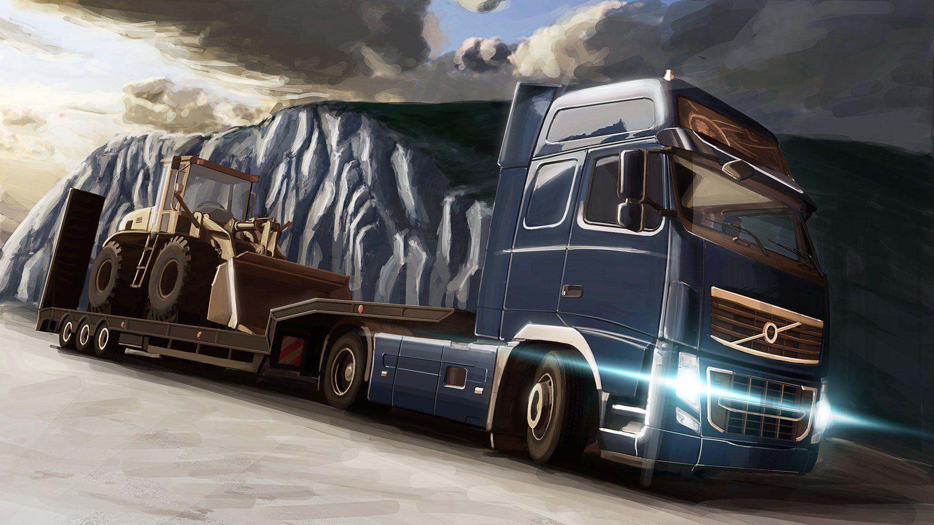 art vehicles painting trucks euro truck tractor box trailer wagon