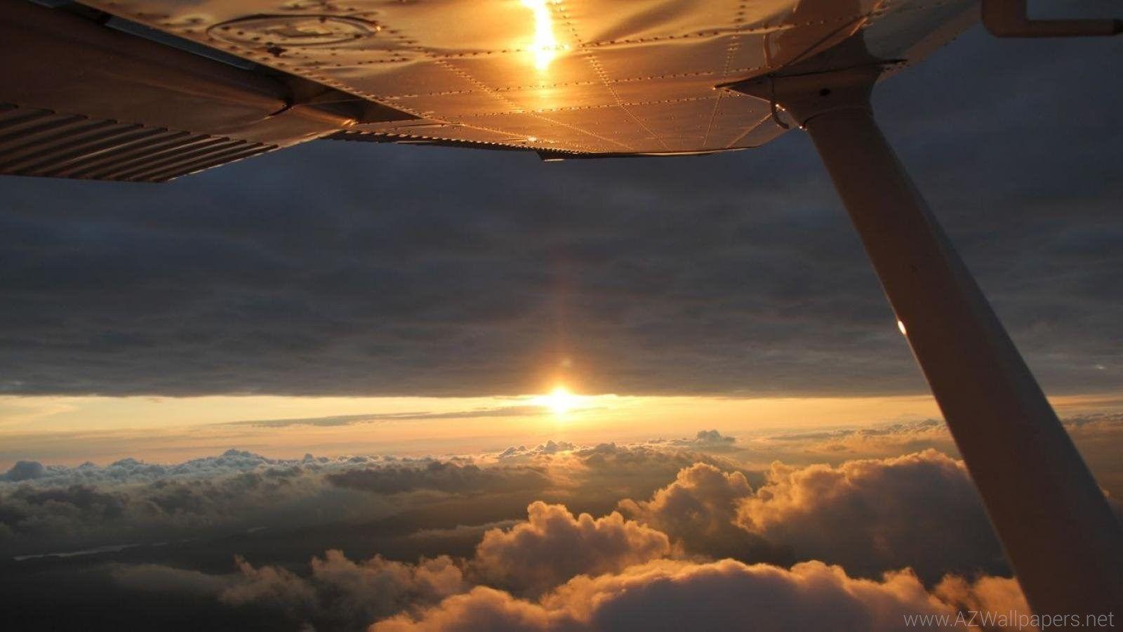 Sunset Clouds Cessna Skyhawk Wallpaper Desktop Background