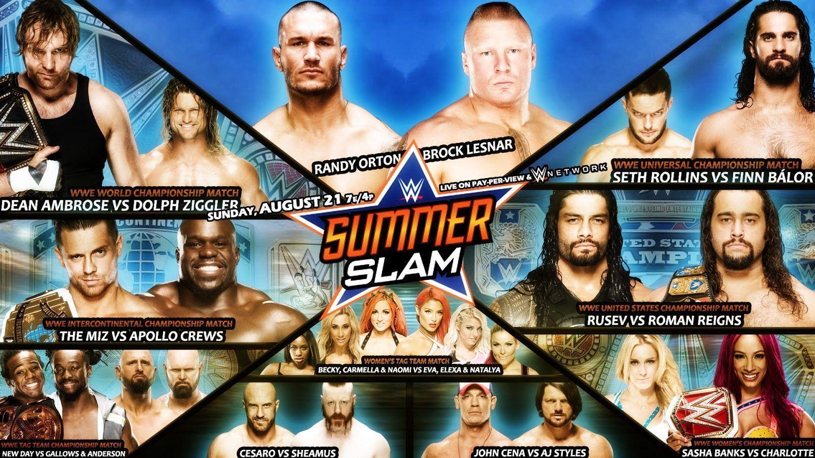 WWE SummerSlam 2016. WWE Match Cards Wallpaper