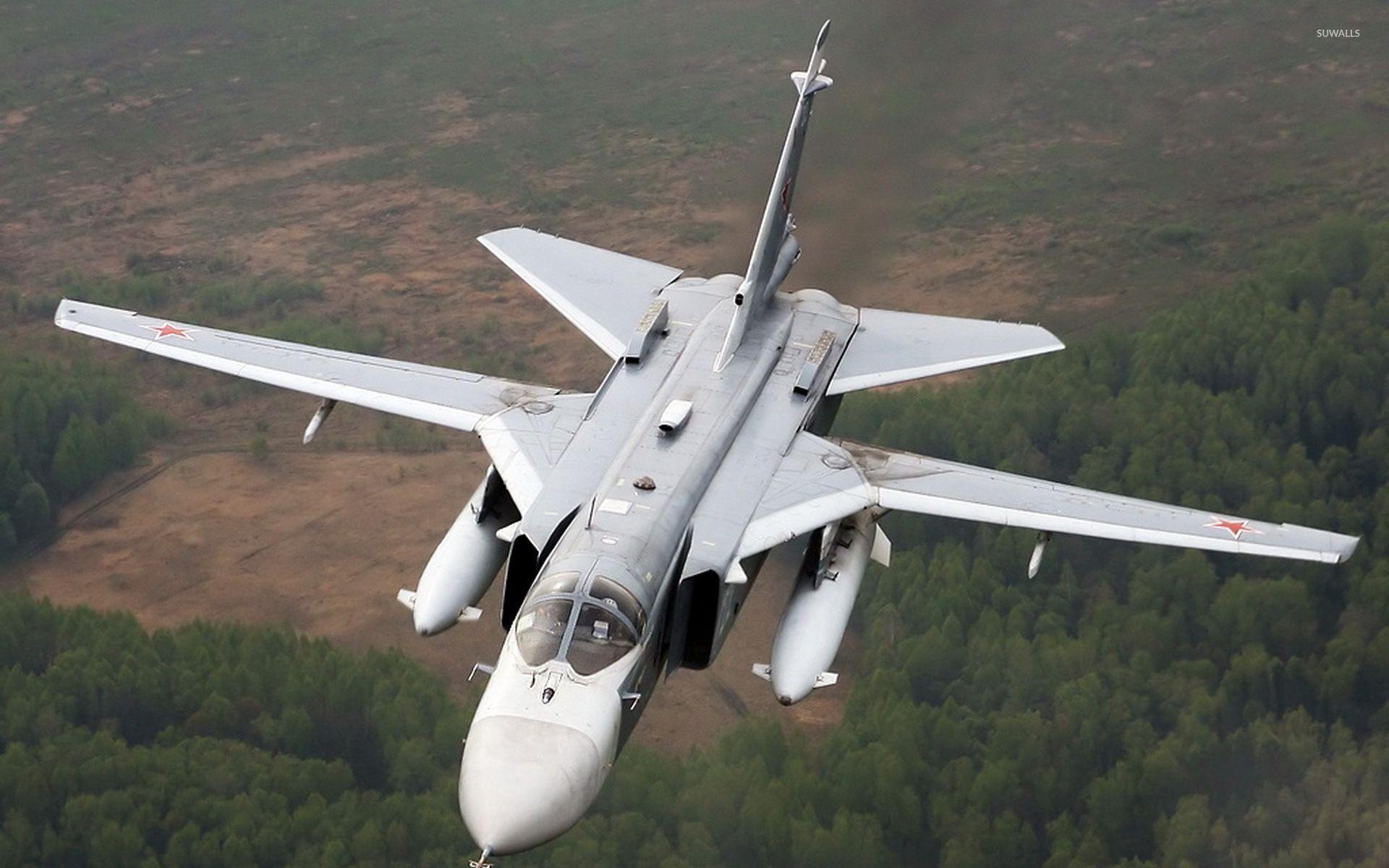 Sukhoi Su 24 Flying Above A Forest Wallpaper Wallpaper