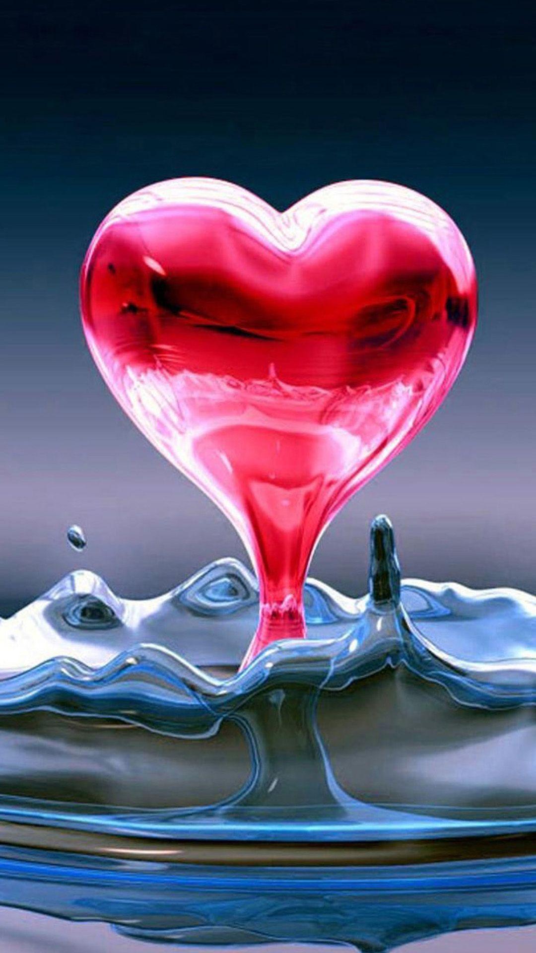 Water Drop Hearts Android wallpaper HD wallpaper