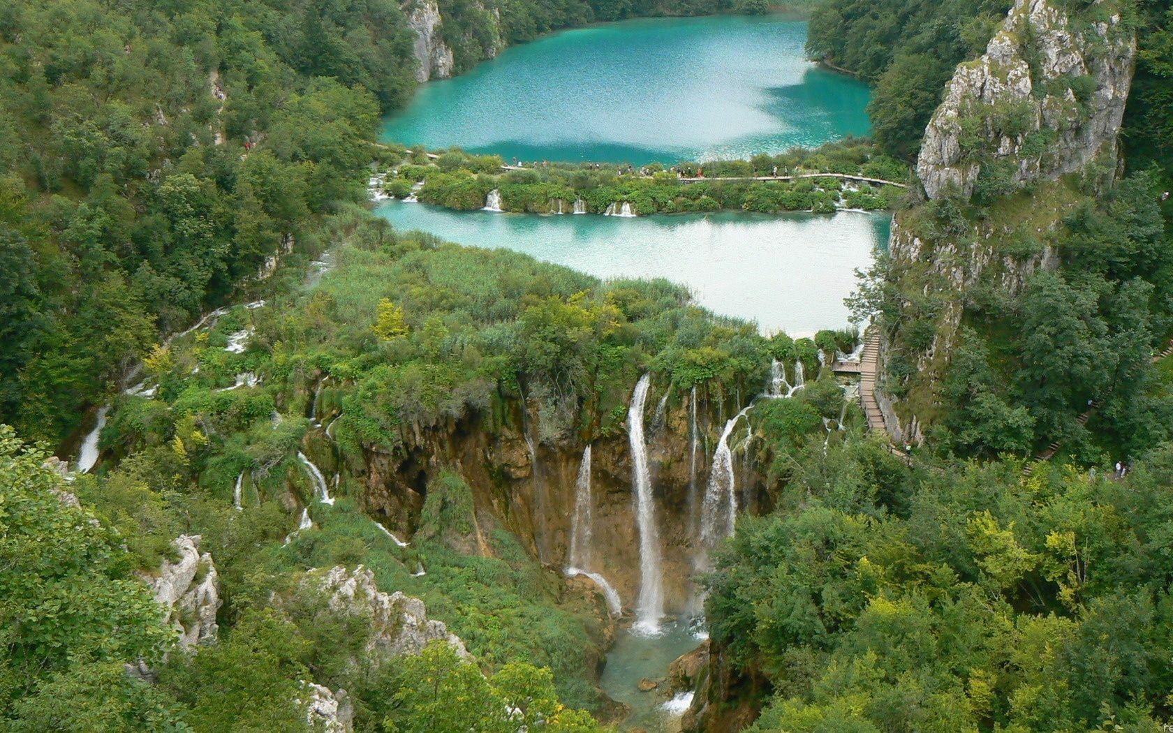 Wallpaper Plitvice Lakes National Park, Europe, Croatia, waterfall