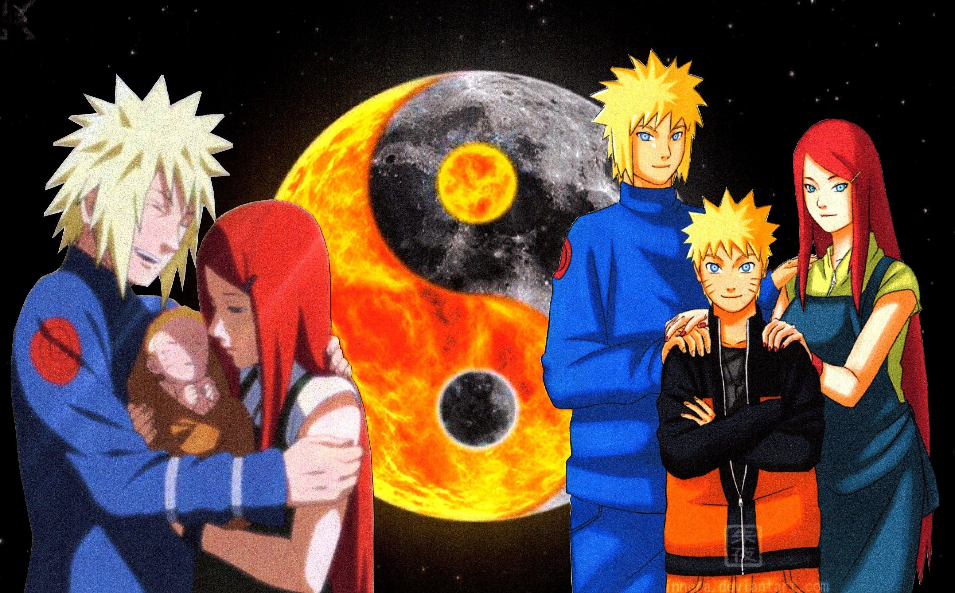 Para Colorir Minato , Kushina e Naruto Imprimir Grátis