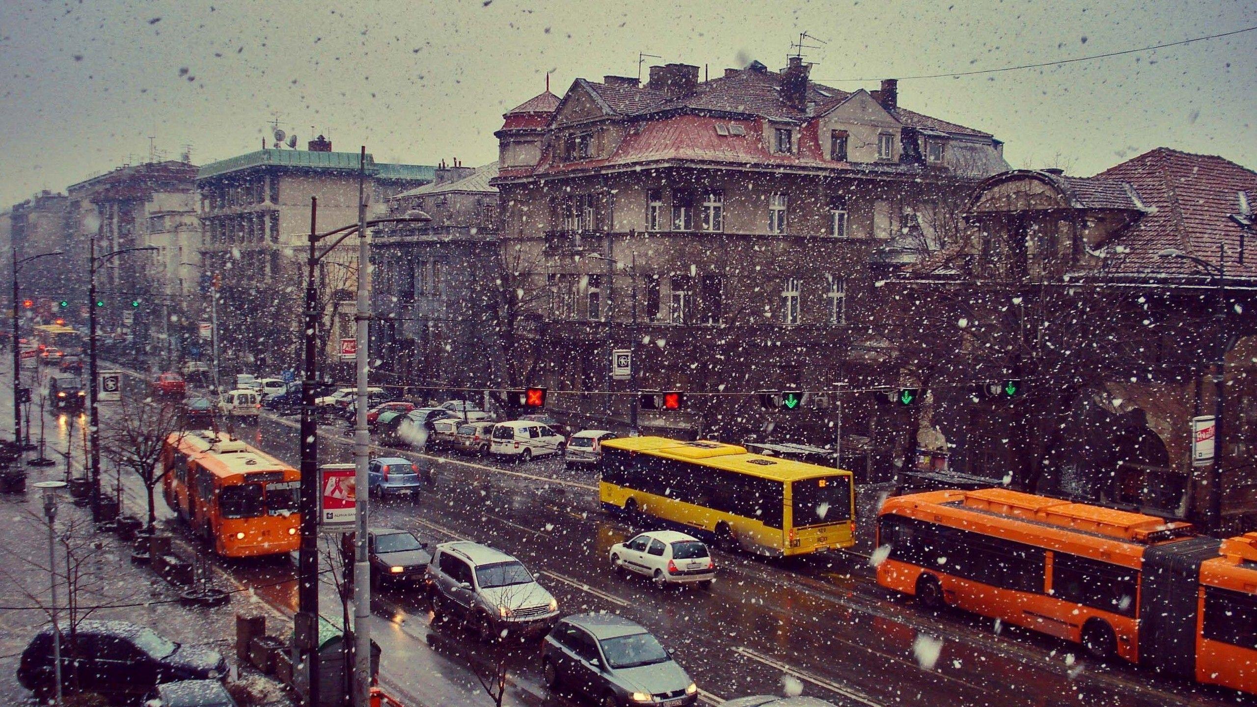 Belgrade, Snow, City, Serbia, Car, Buses Wallpaper HD / Desktop