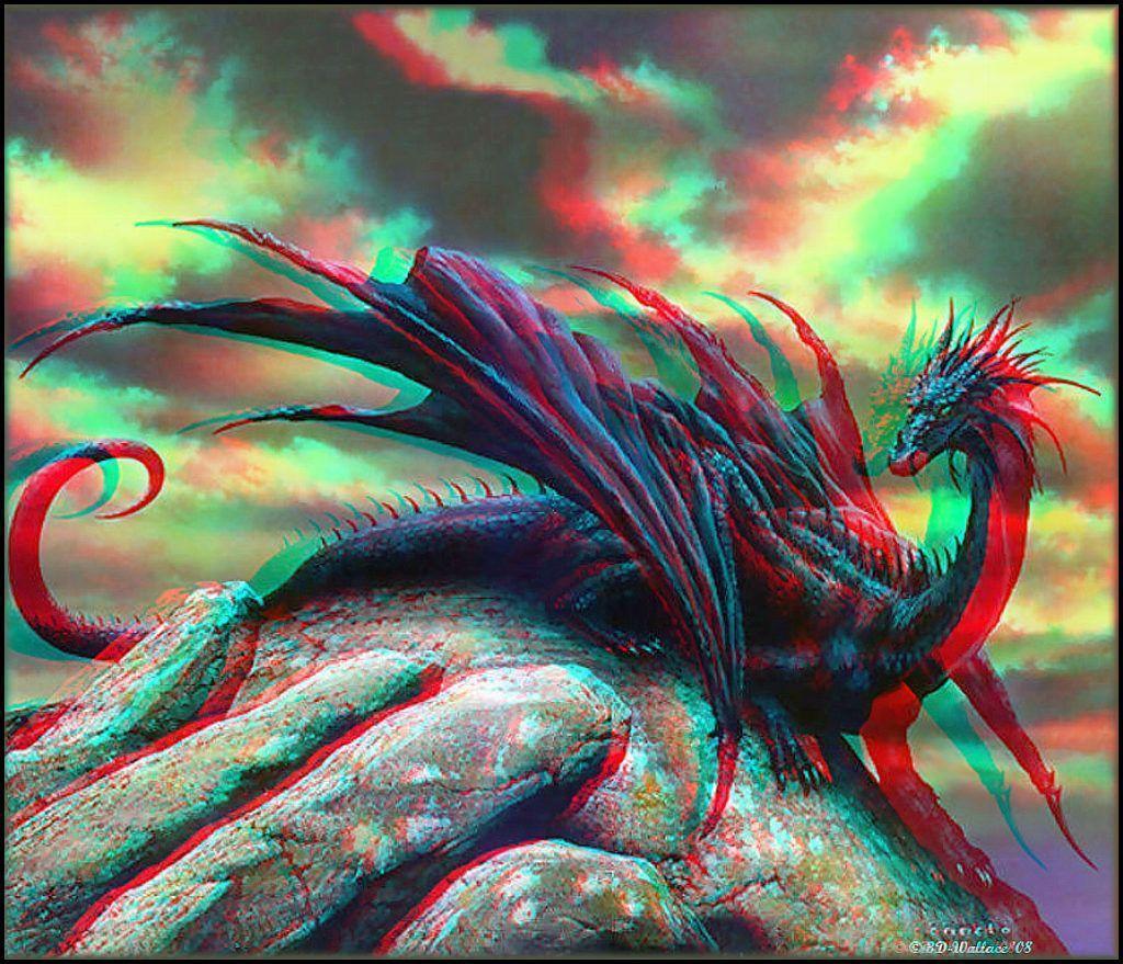 3D Dragon. Dragon On The Stone 3D Picture. Wallpaper Land