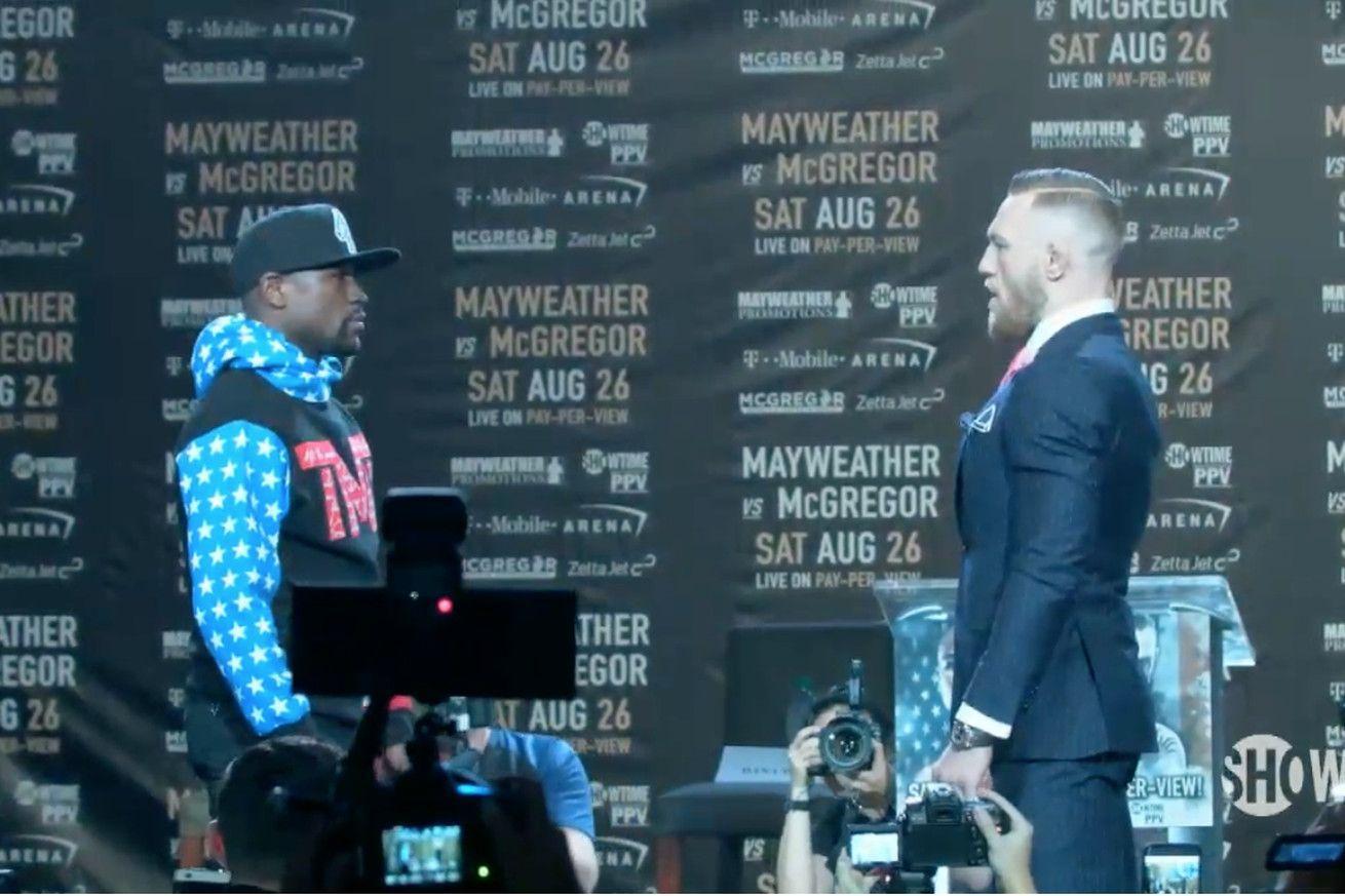 Floyd Mayweather vs Conor McGregor staredown video: Dancing